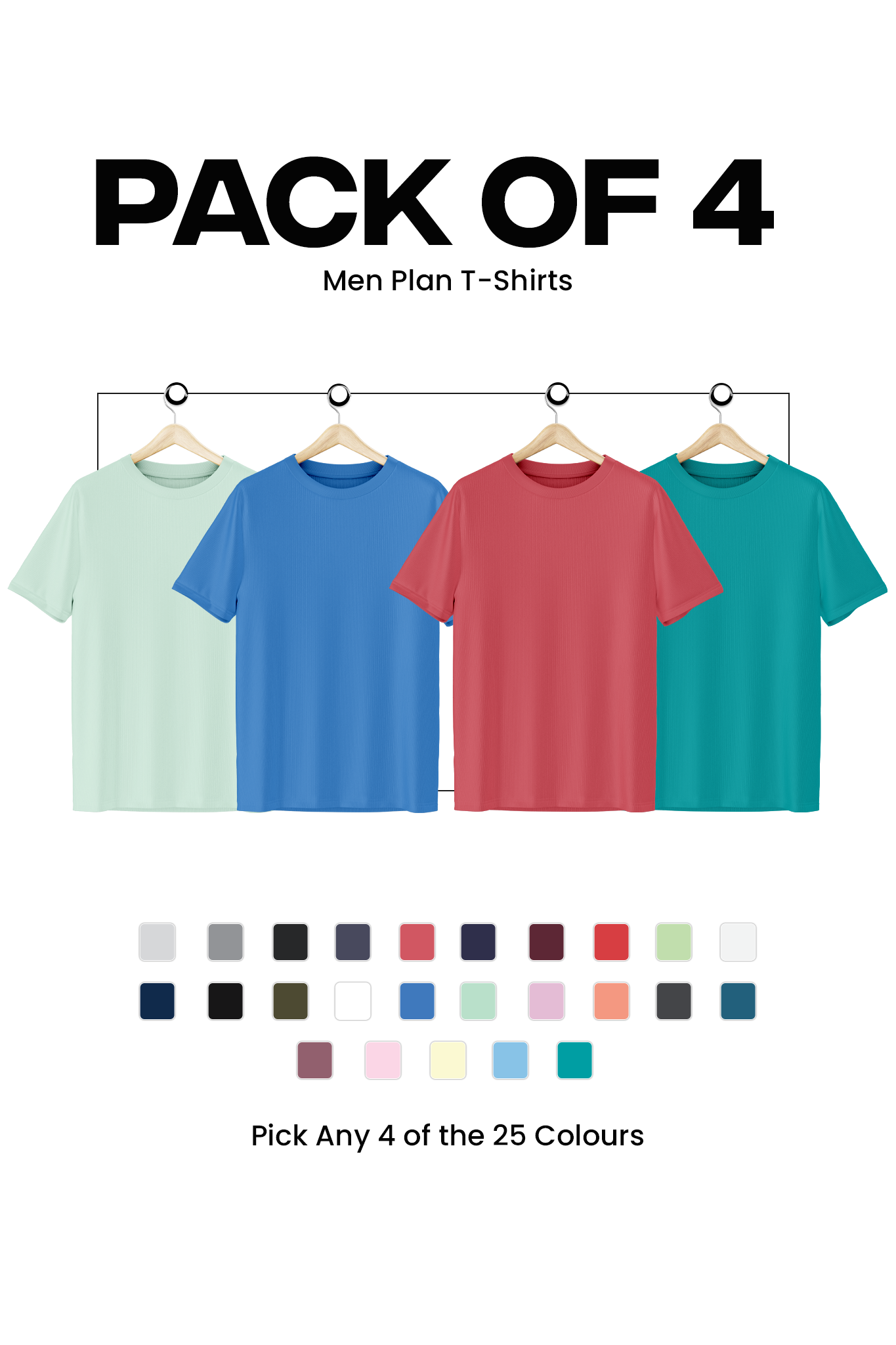 Pack of 4 Men Plain T-shirts 003