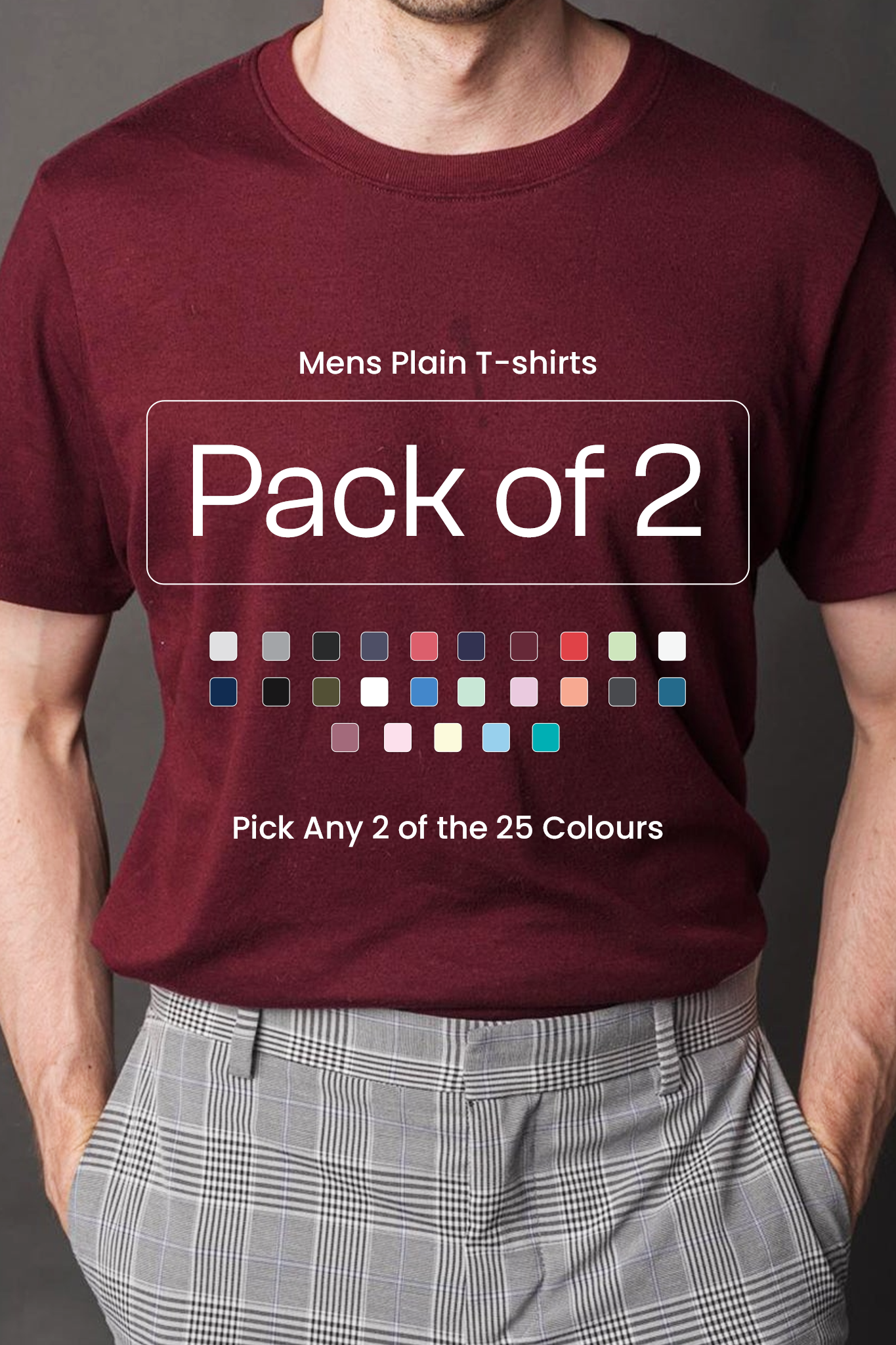 Pack of 2 Men Plain T-shirts 003