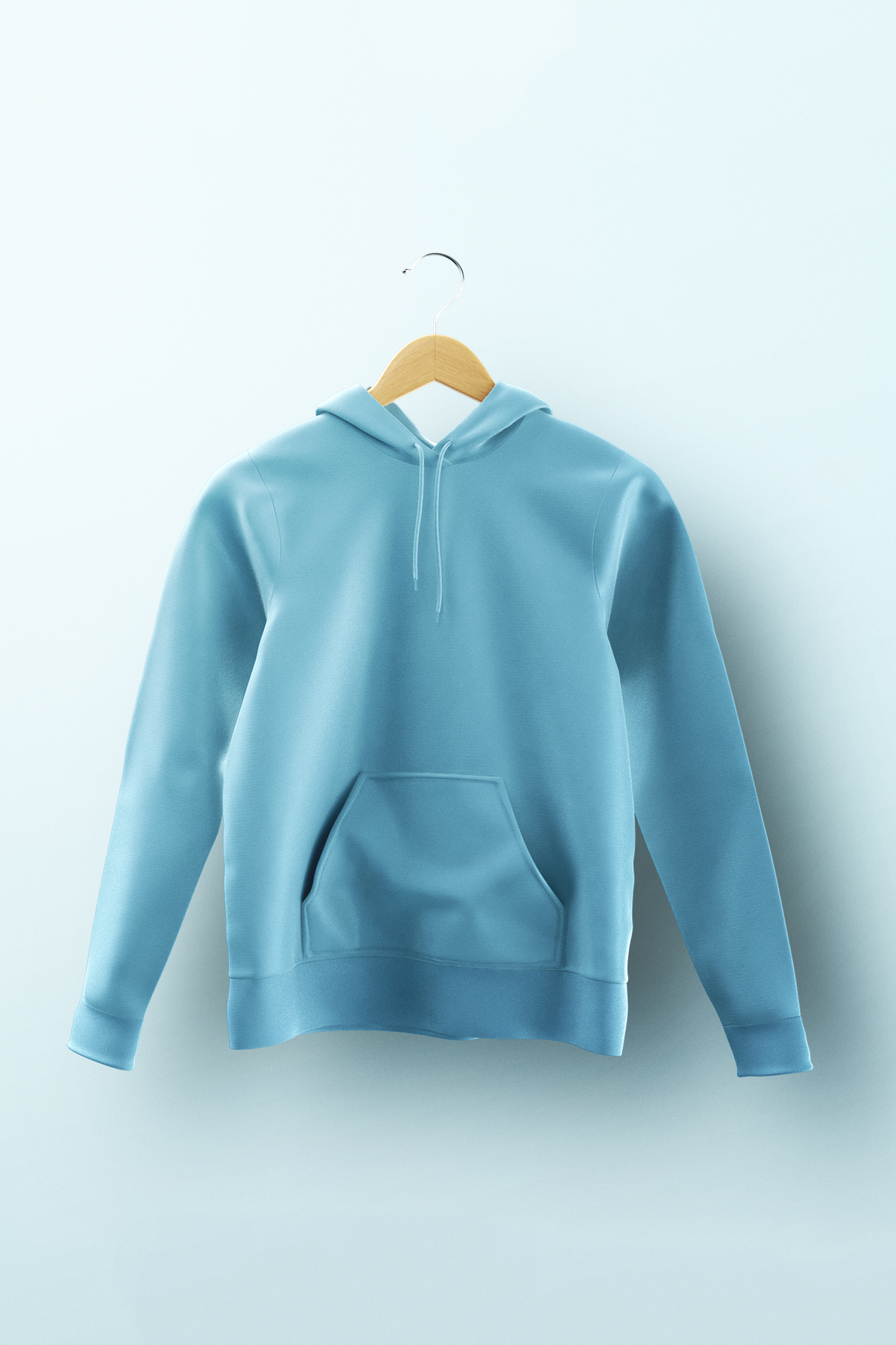 Men's Baby Blue Hoodie on hanger