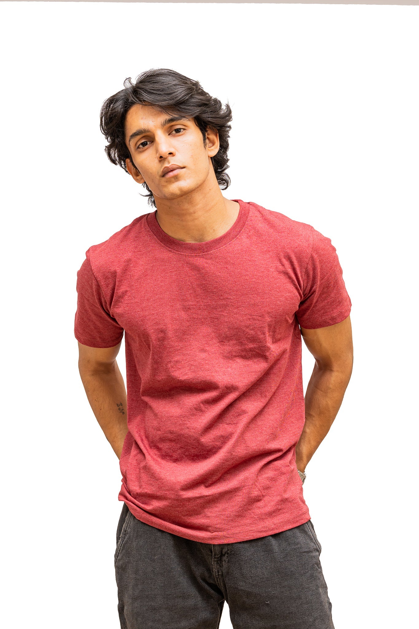 Men's Cardinal Heather Plain T-shirt 001