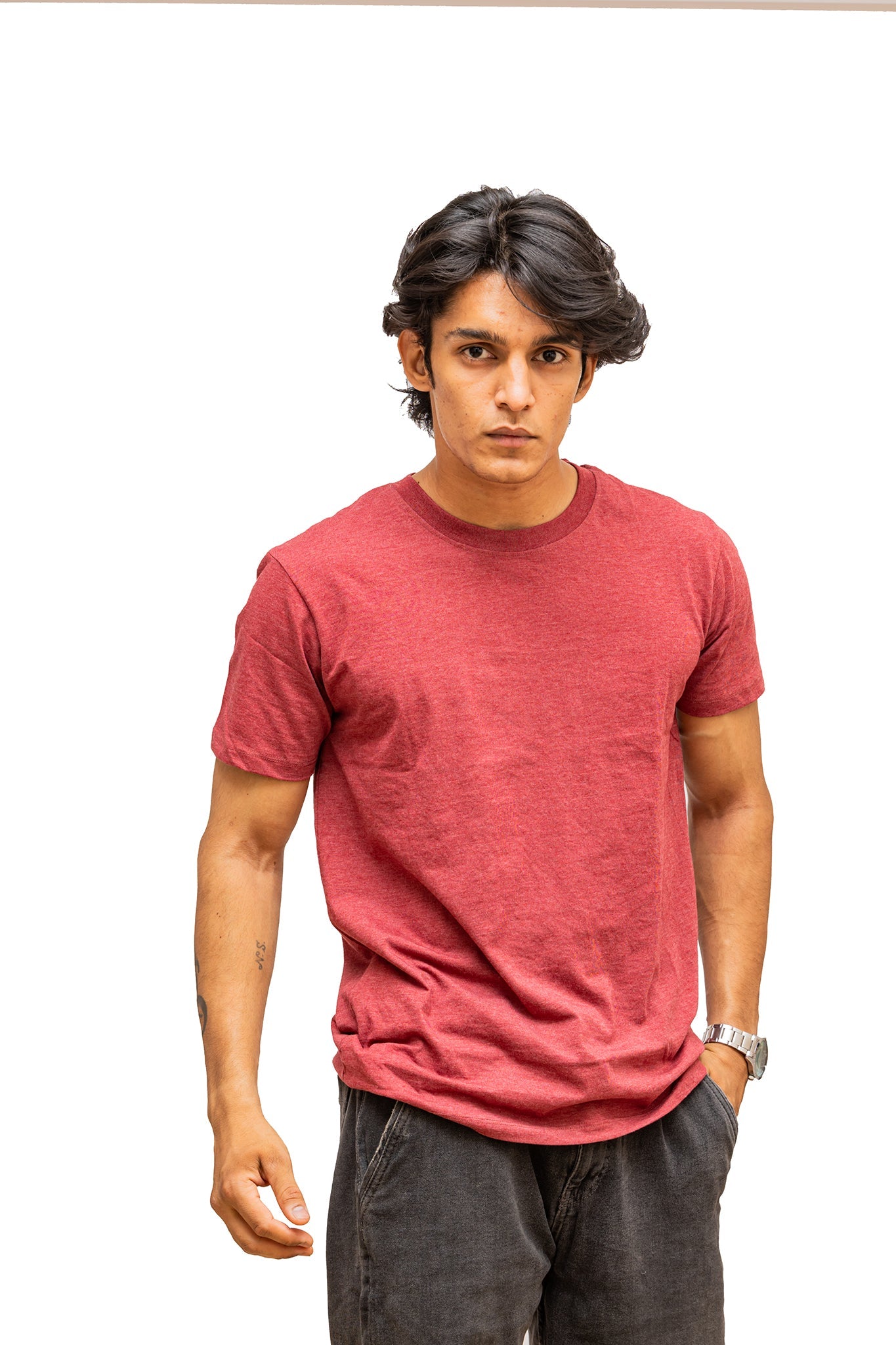 Men's Cardinal Heather Plain T-shirt 002