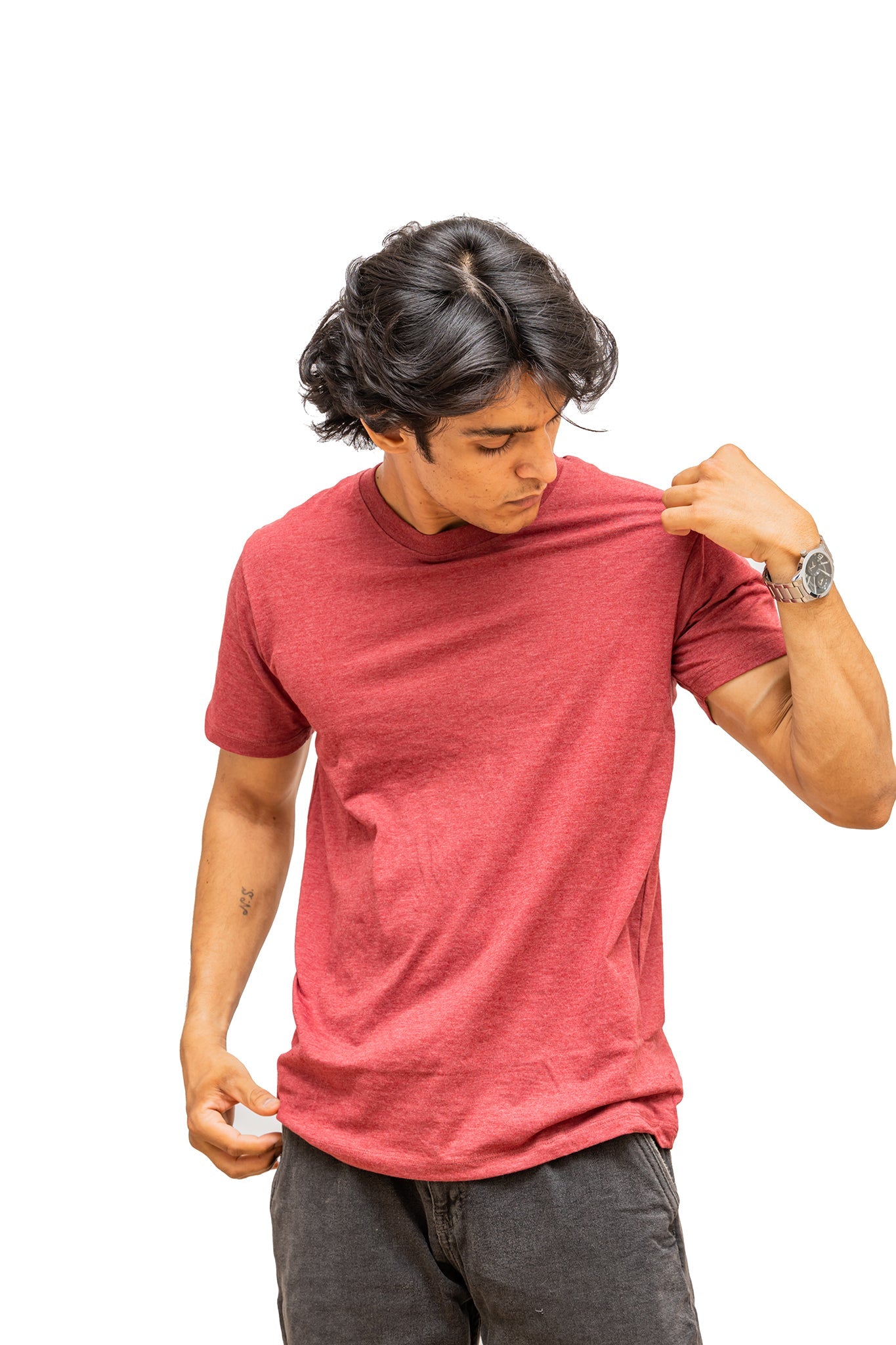 Men's Cardinal Heather Plain T-shirt 003