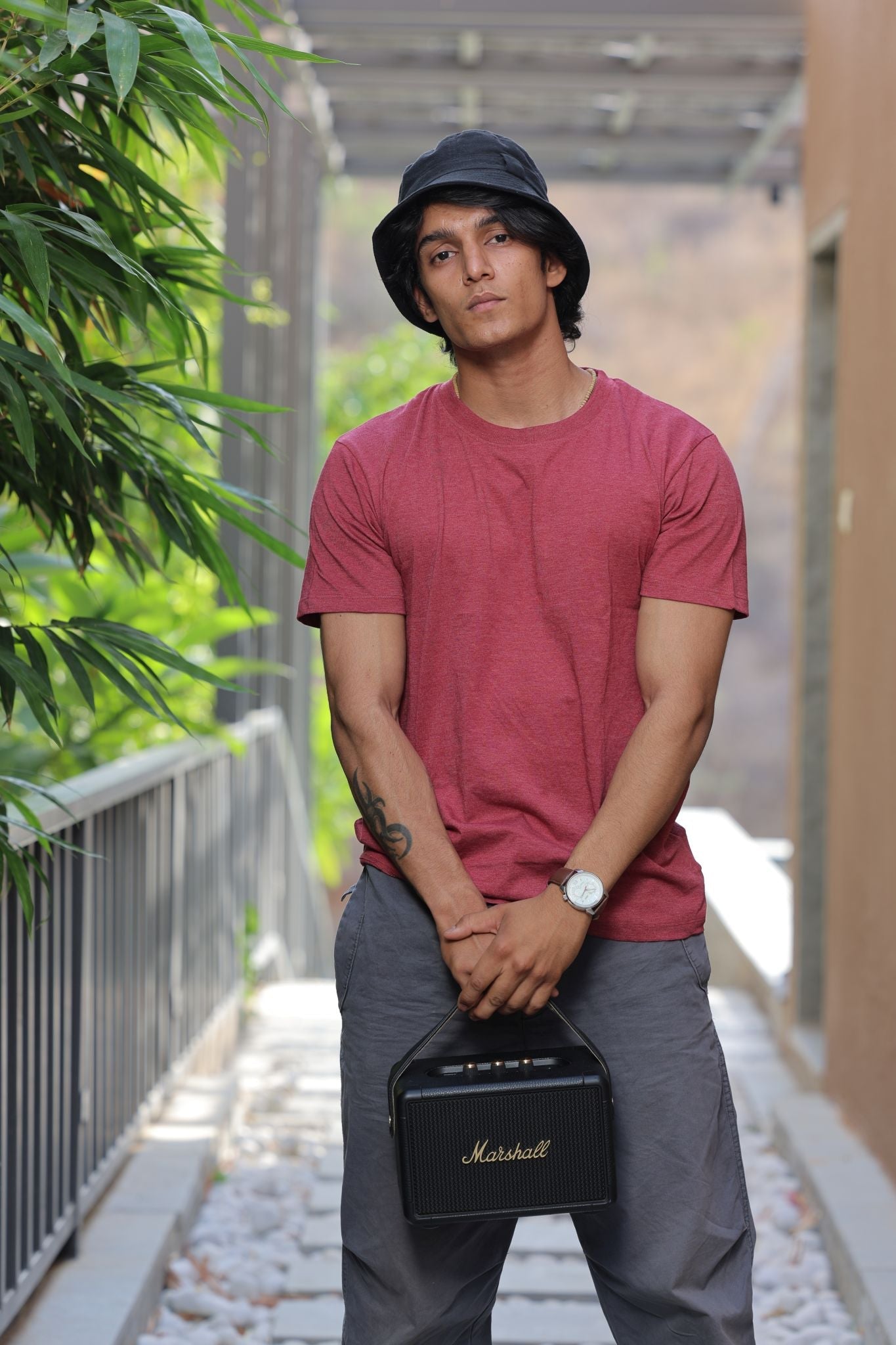 Men's Cardinal Heather Plain T-shirt 006