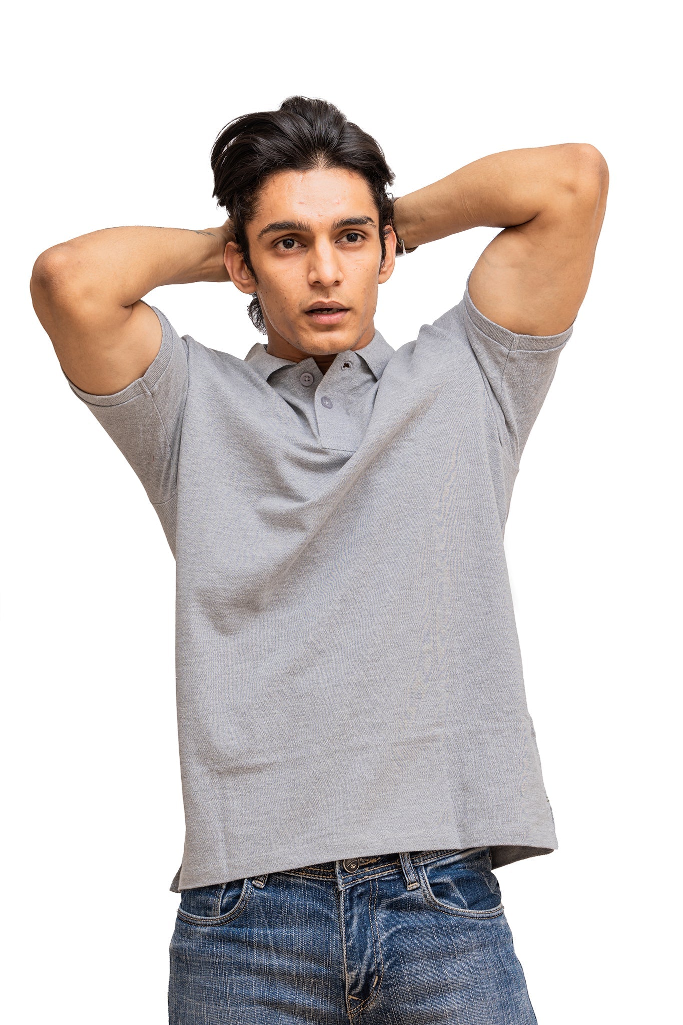 Men's Grey Heather Mist Polo T-shirt 004