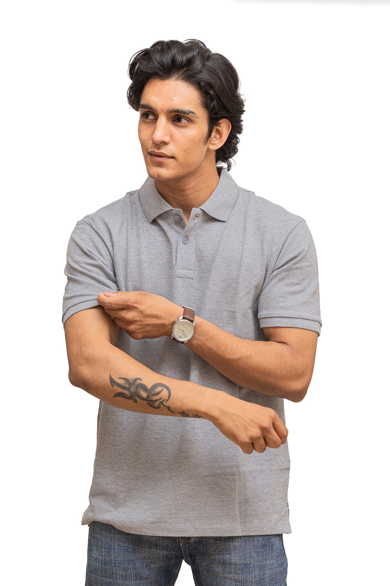 Men's Grey Heather Mist Polo T-shirt 002