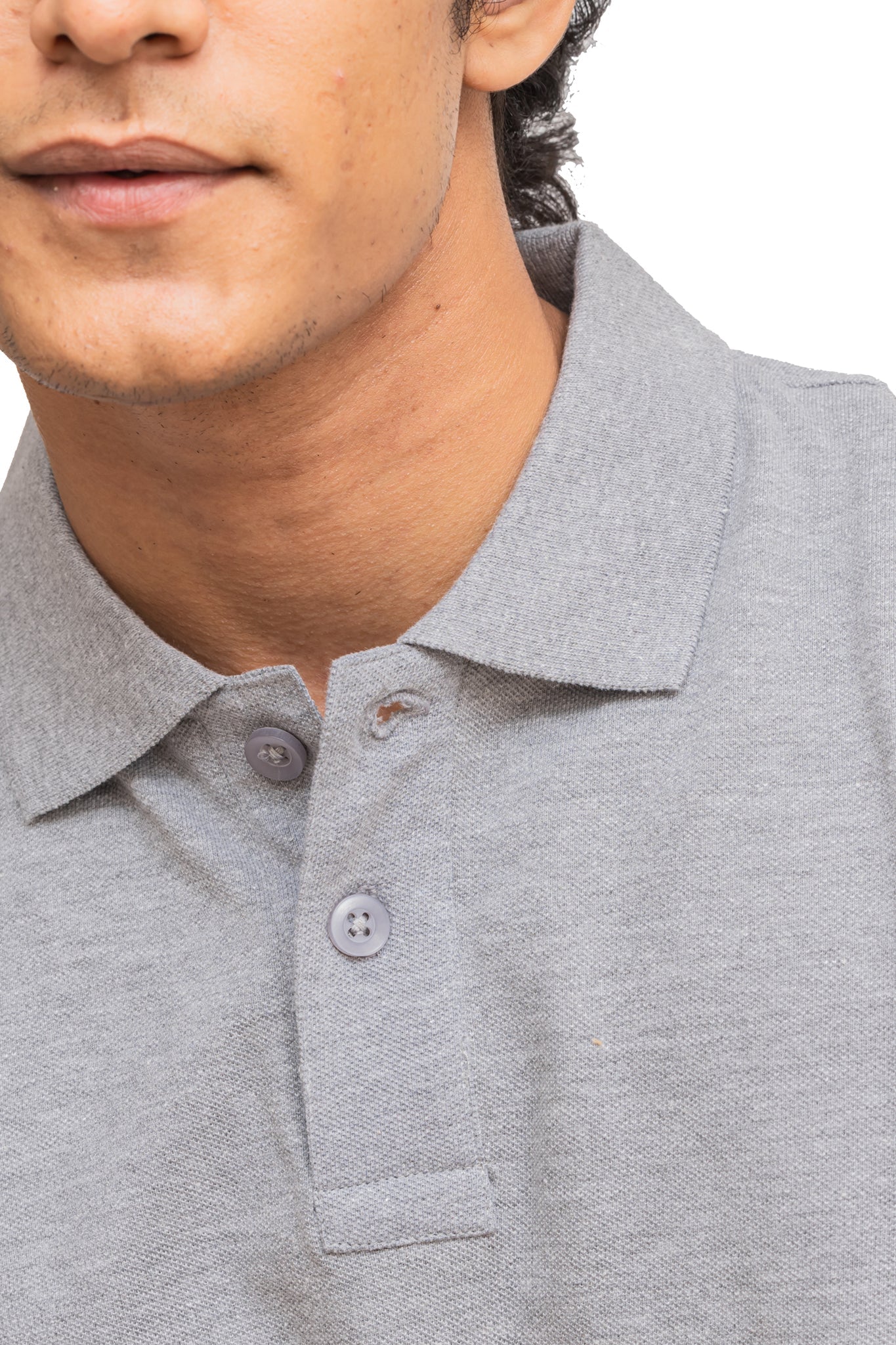 Men's Grey Heather Mist Polo T-shirt 007