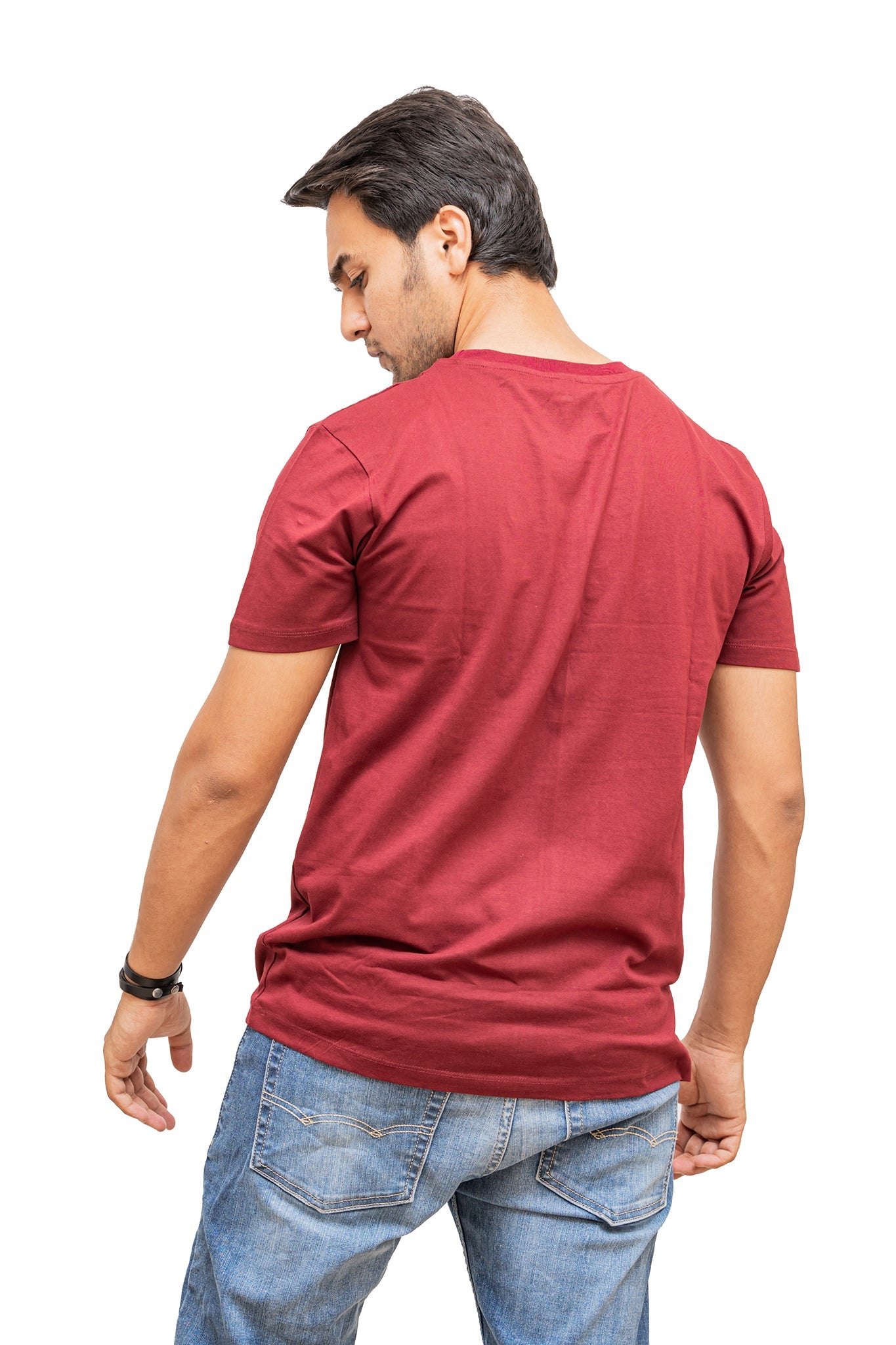 Men's Maroon Wine Plain T-shirt 007