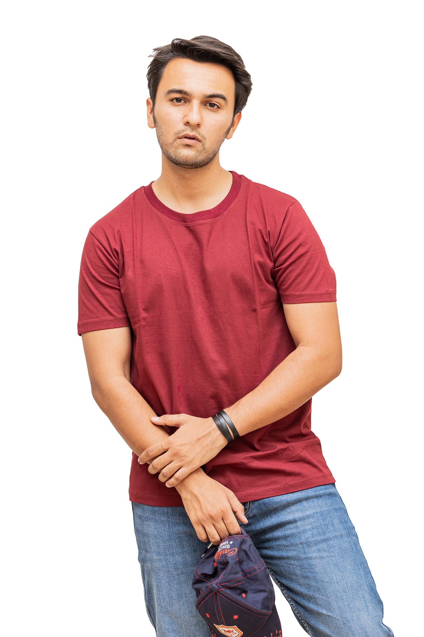 Men's Maroon Wine Plain T-shirt 006