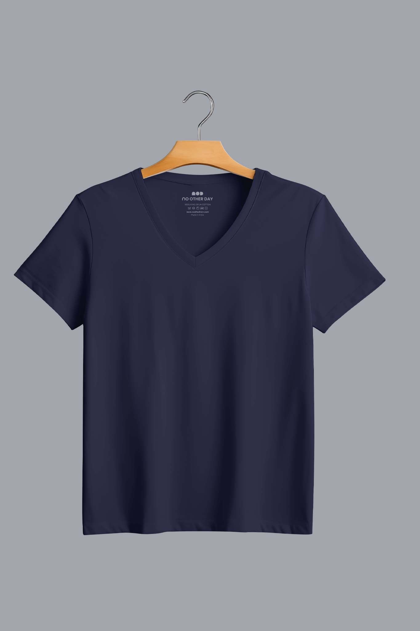 Men's Navy Blue Regal V Neck T-shirt 006
