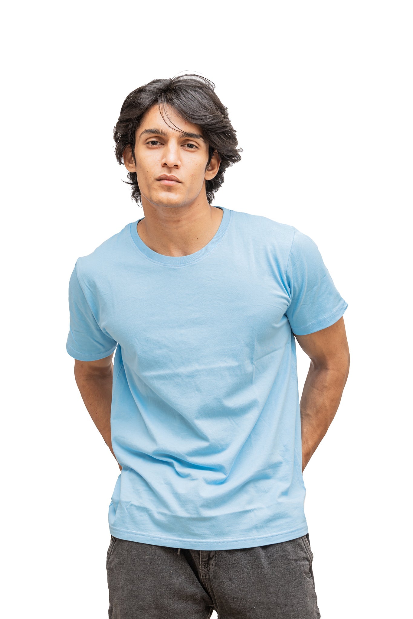 Men's Ocean Blue Serenity Plain T-shirt 001