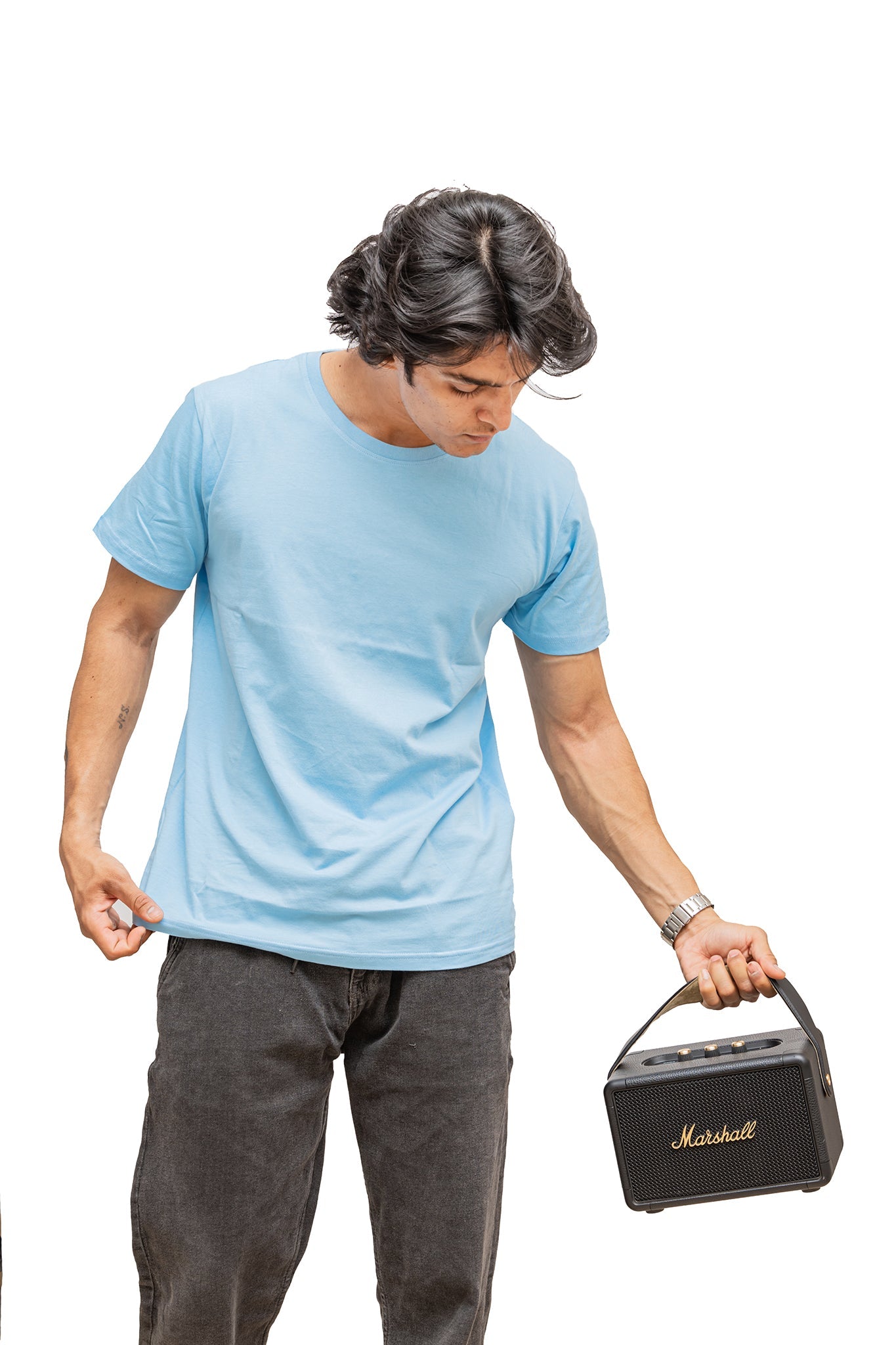 Men's Ocean Blue Serenity Plain T-shirt 009