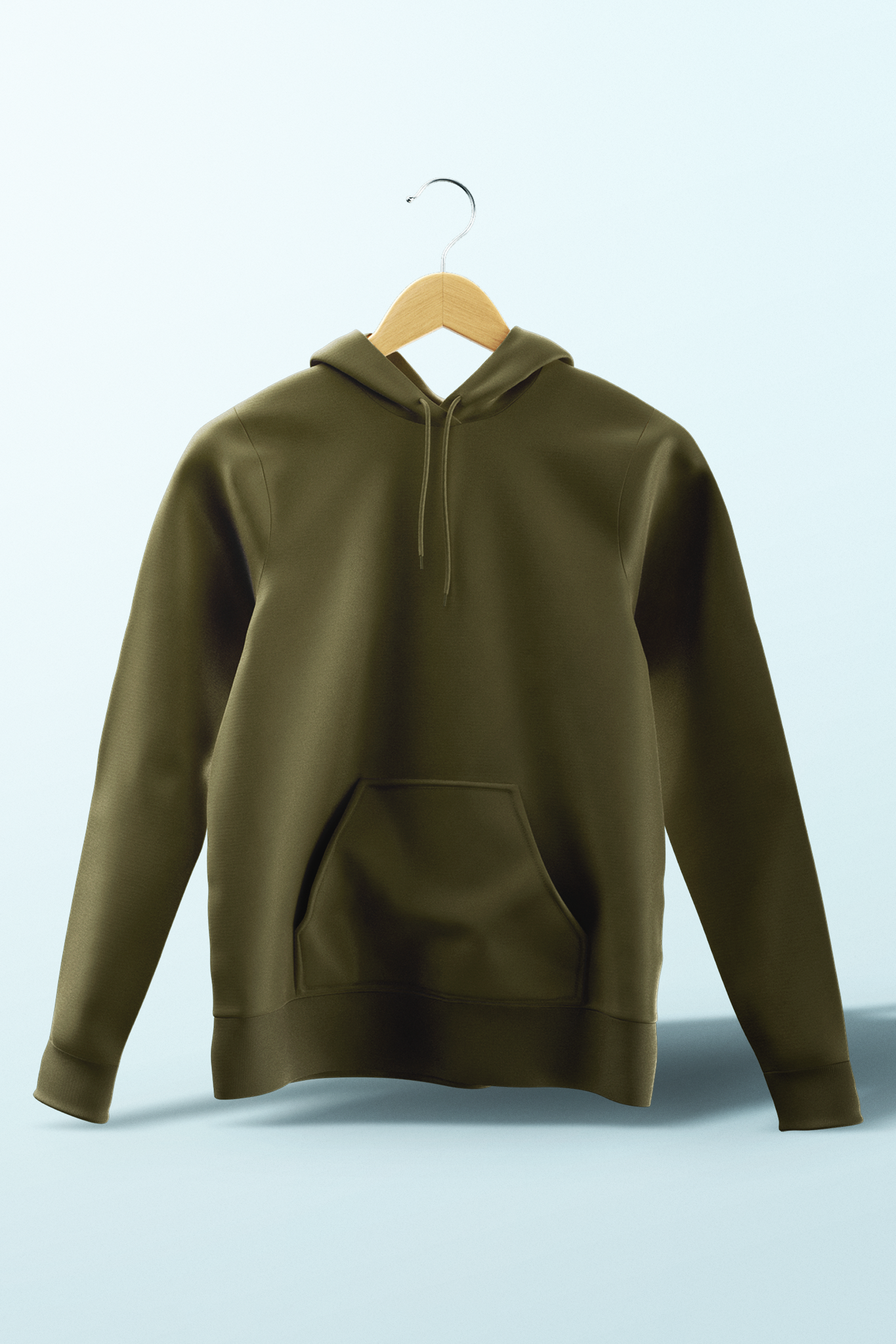 Men's Olive Green Hoodie on hanger