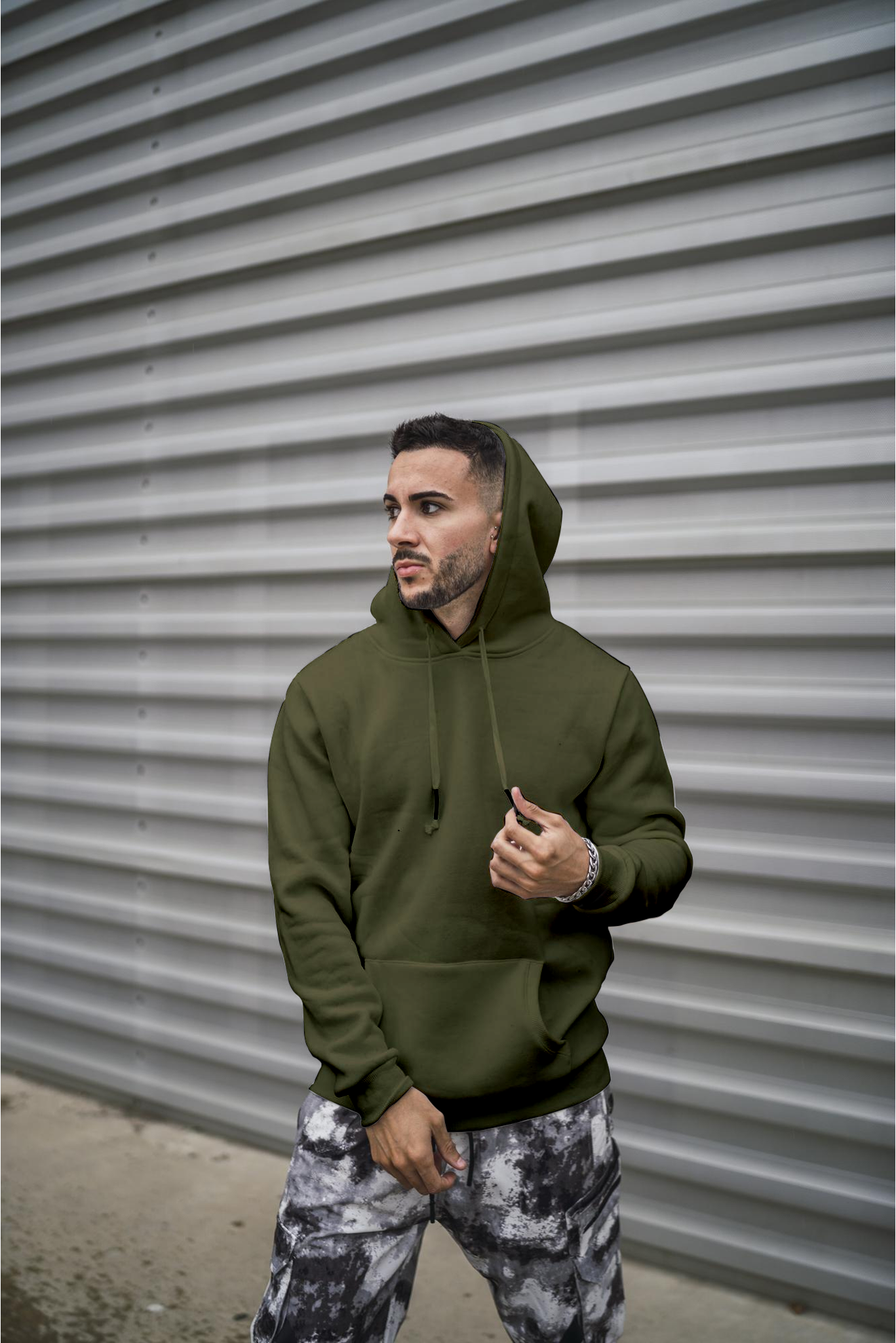Men's Olive Green Hoodie 001