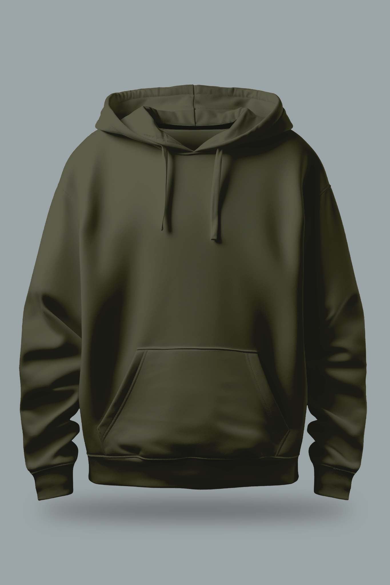 Men's Olive Green Hoodie hanged mockup