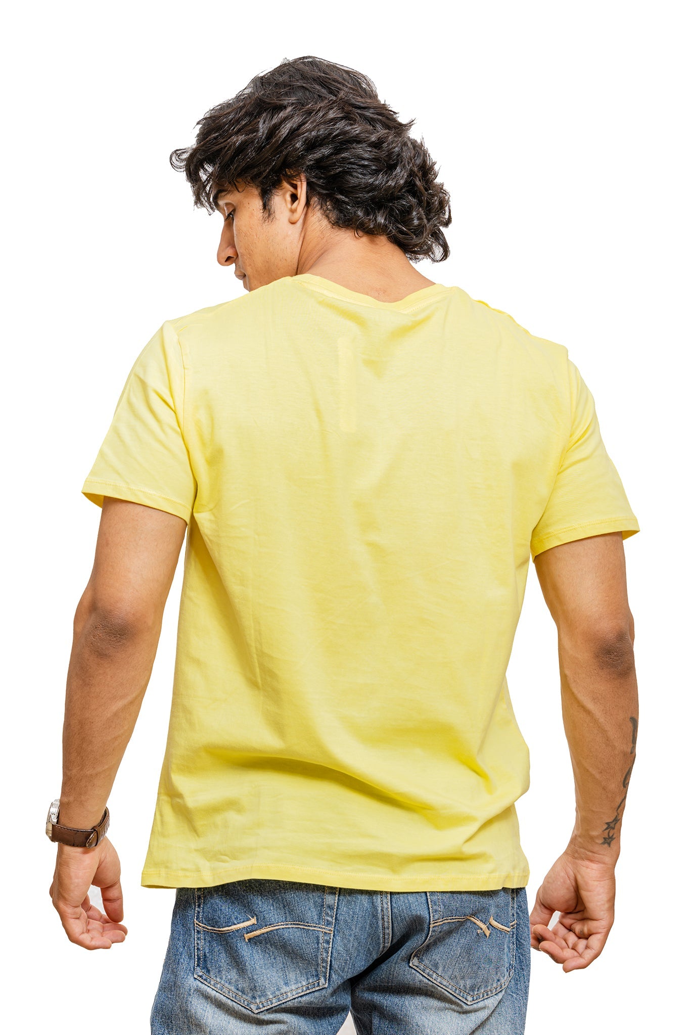 Men's Pale Yellow Plain T-shirt 003