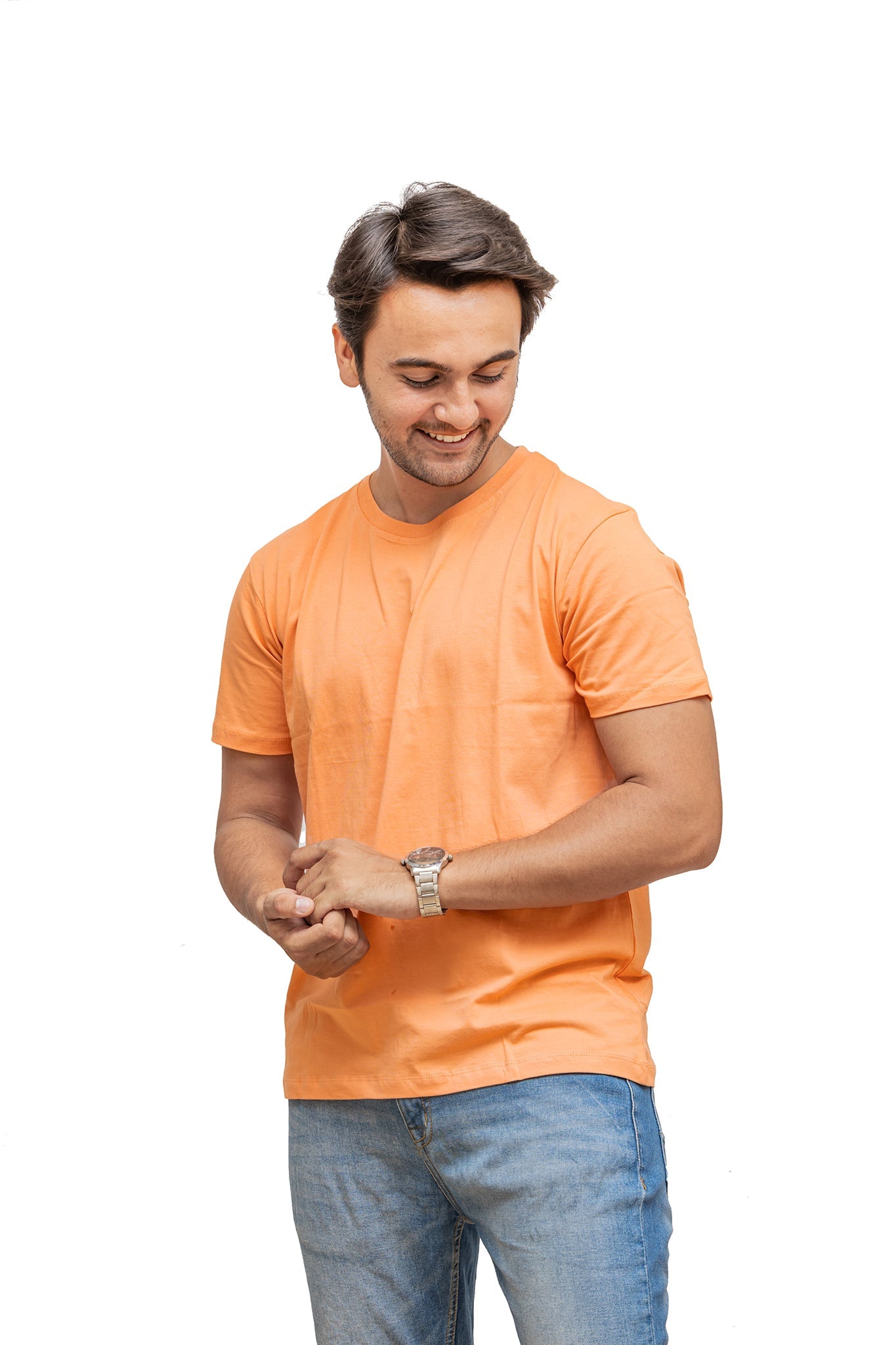 Men's Peach Sunset Plain T-shirt 003