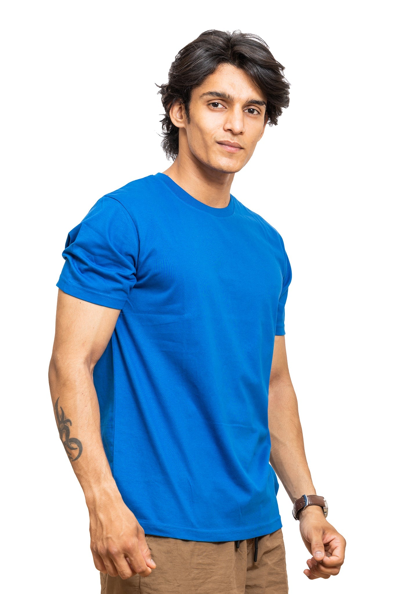 Men's Royal Blue Plain T-shirt 002