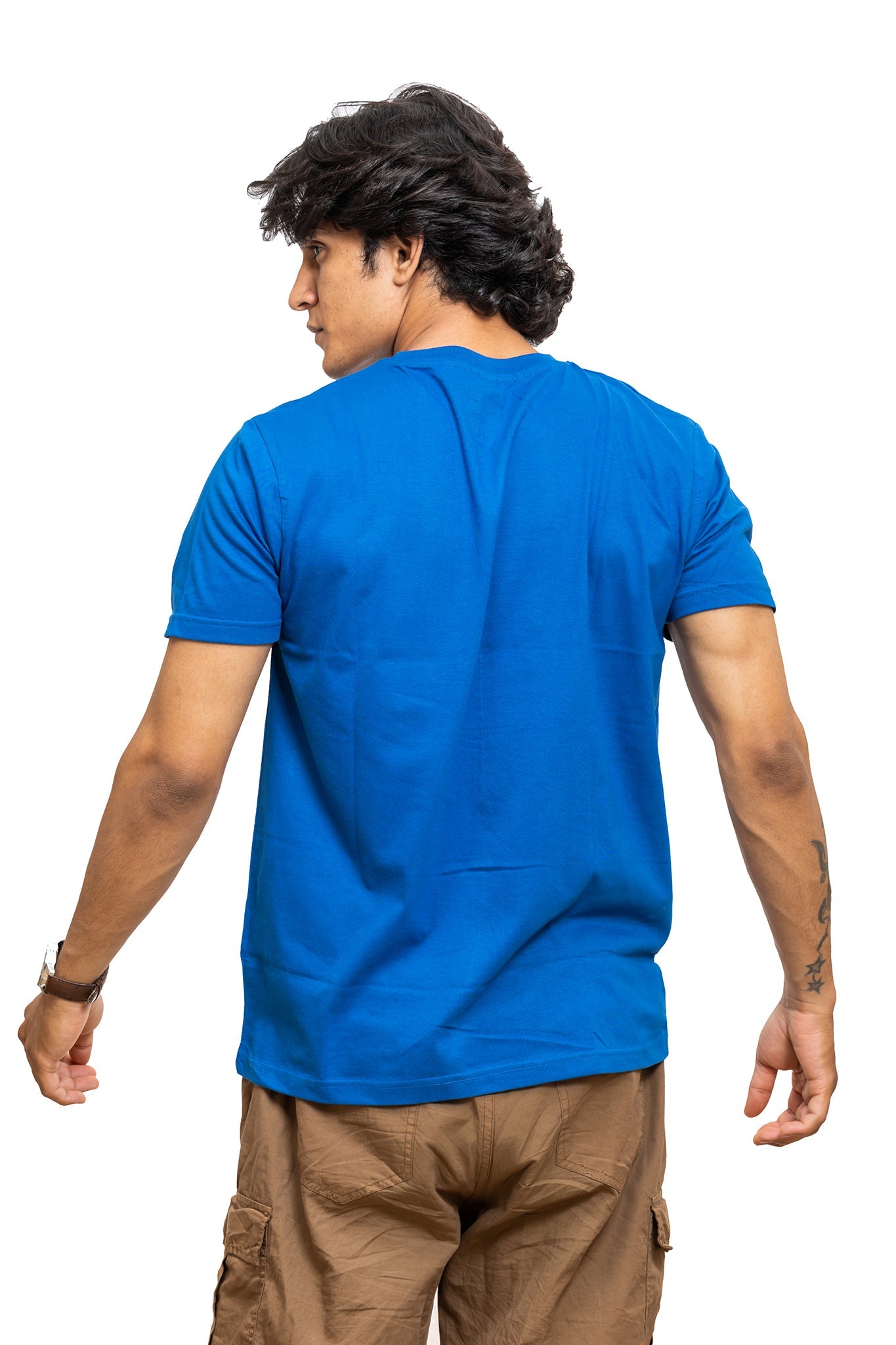 Men's Royal Blue Plain T-shirt 005