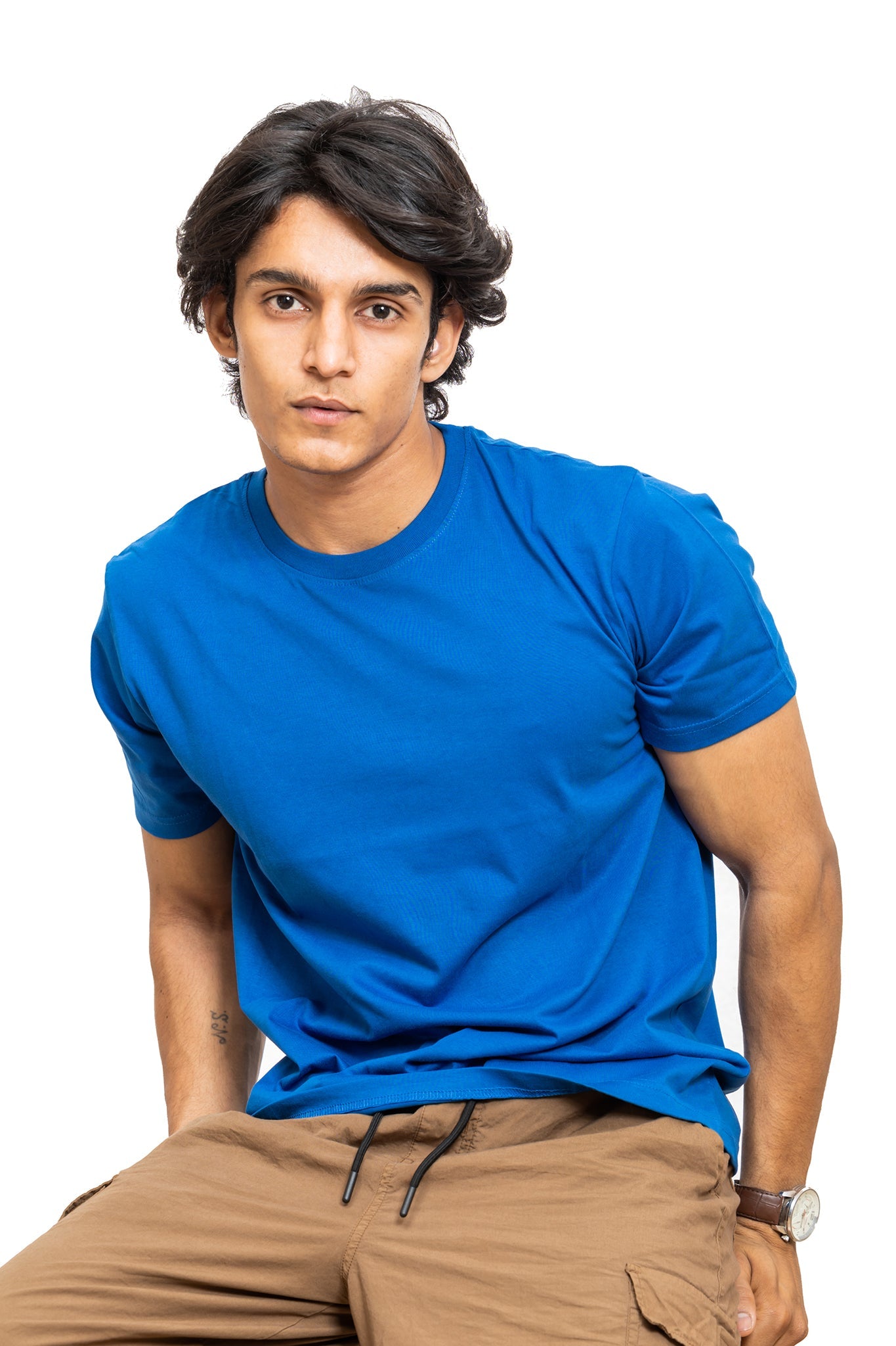 Men's Royal Blue Plain T-shirt 006