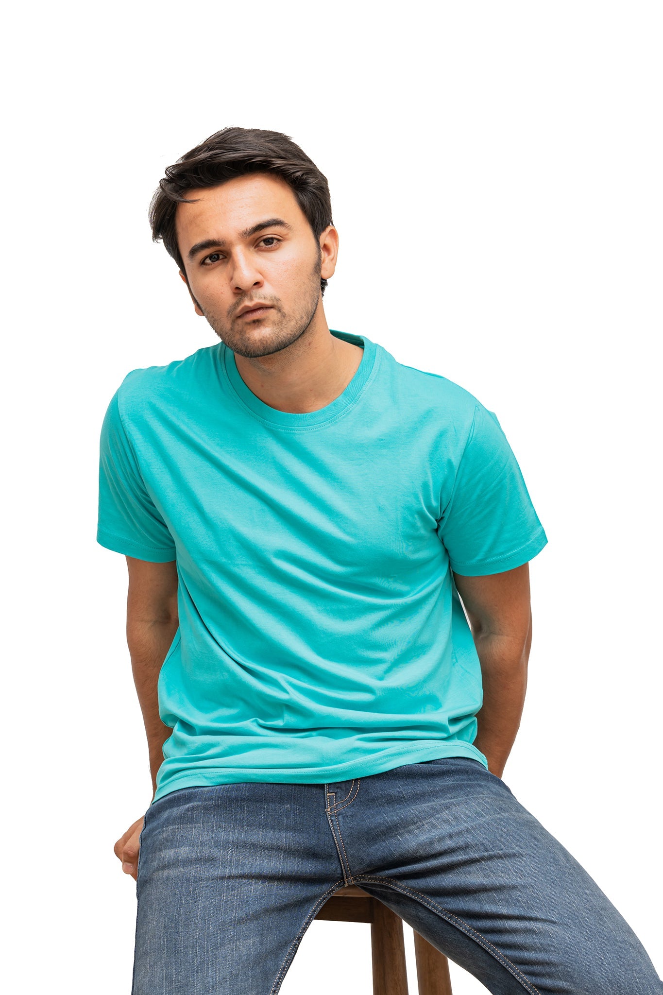 Men's Rejuvenate Teal Plain T-shirt 002