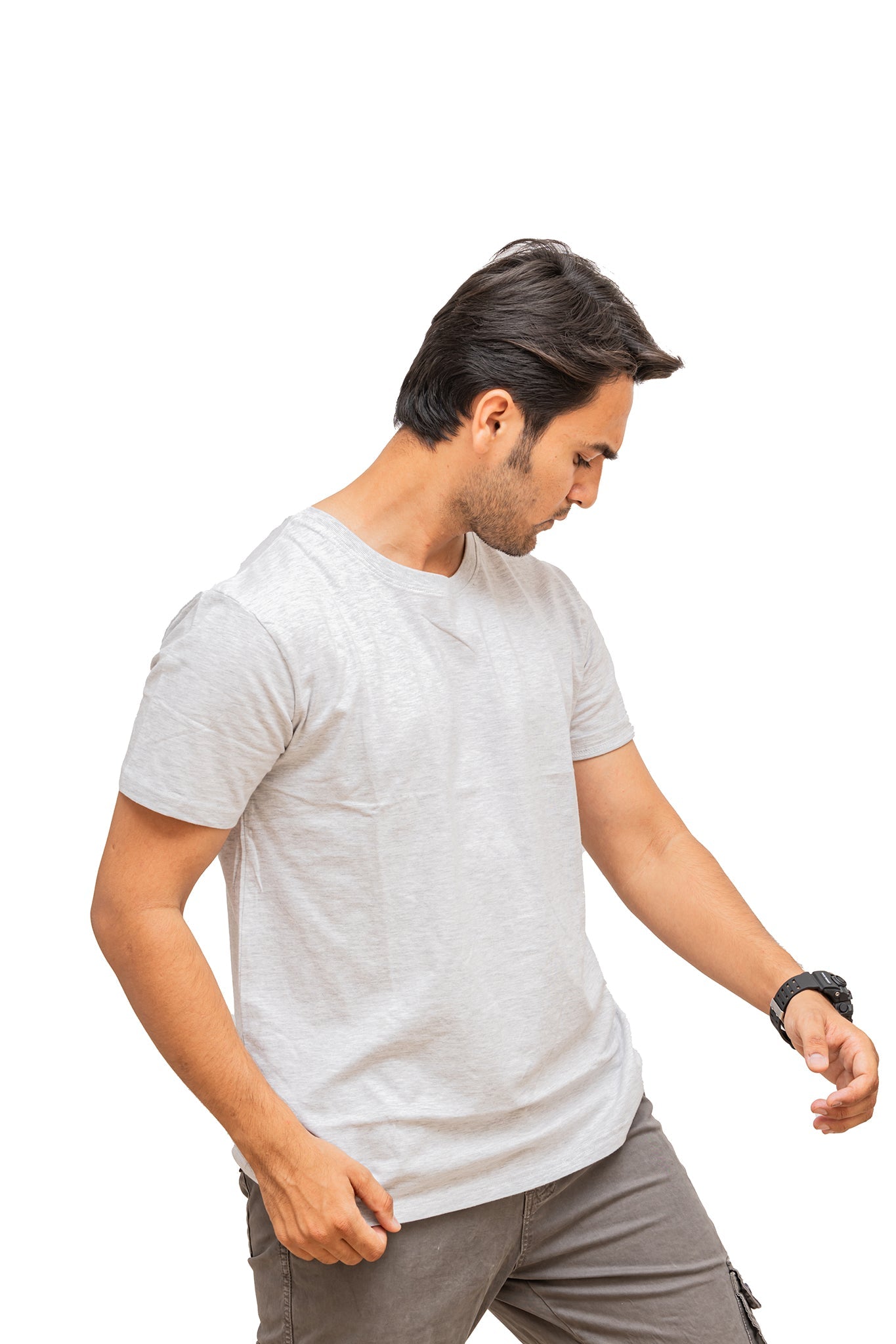 Men's White Heather Plain T-shirt 002