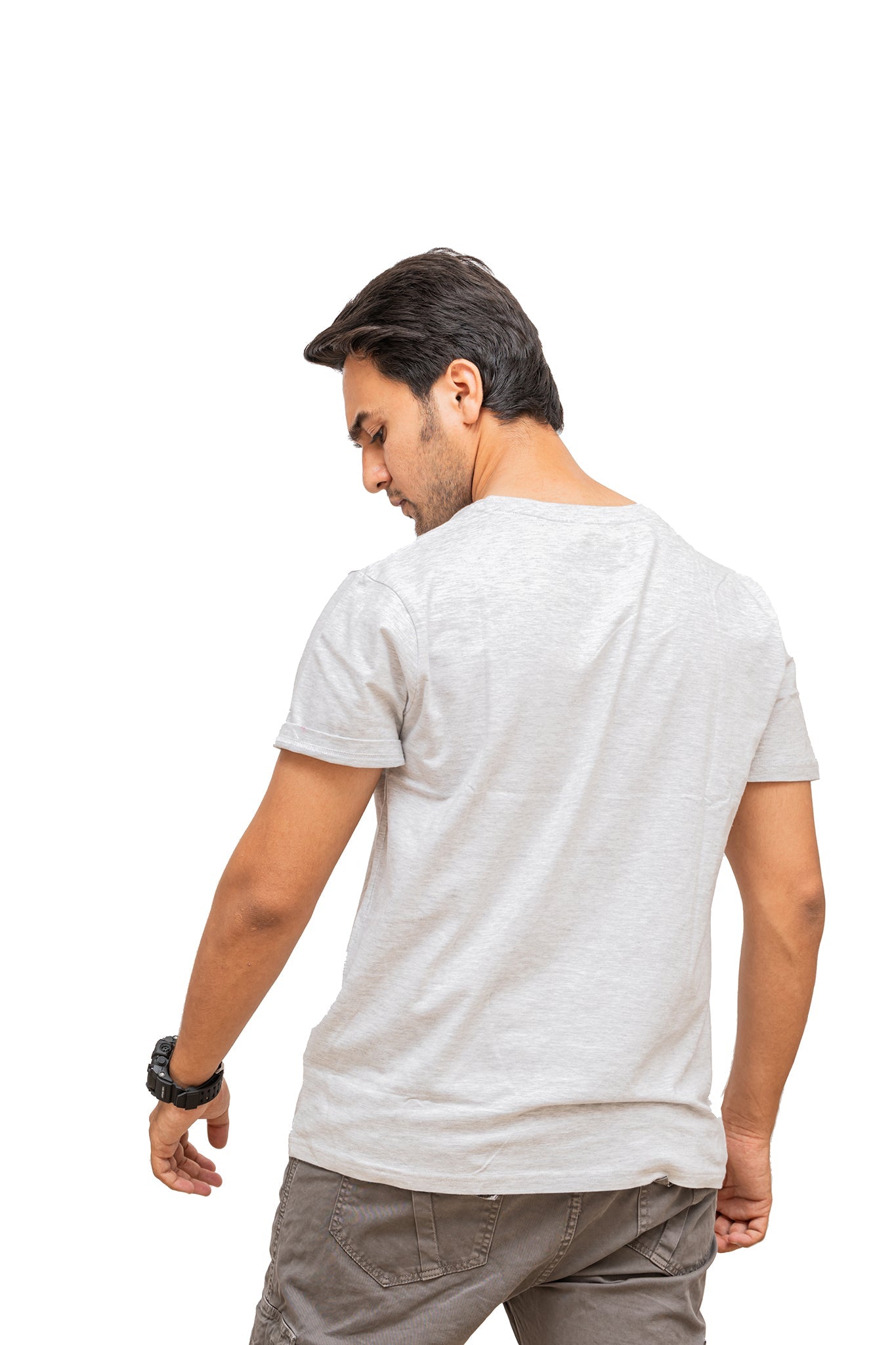 Men's White Heather Plain T-shirt 003