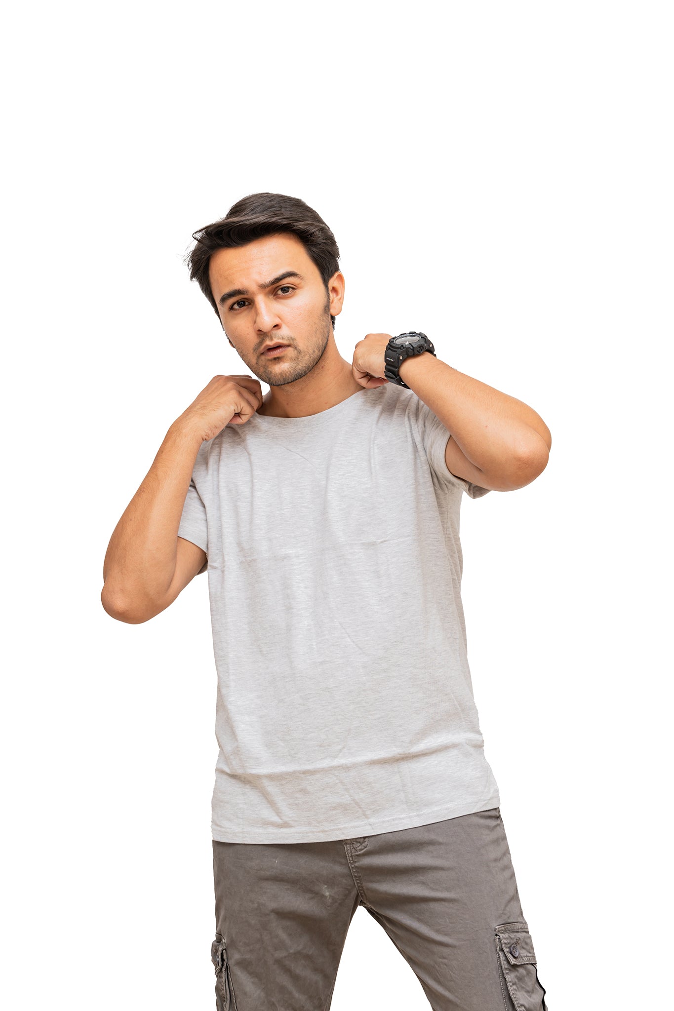 Men's White Heather Plain T-shirt 004