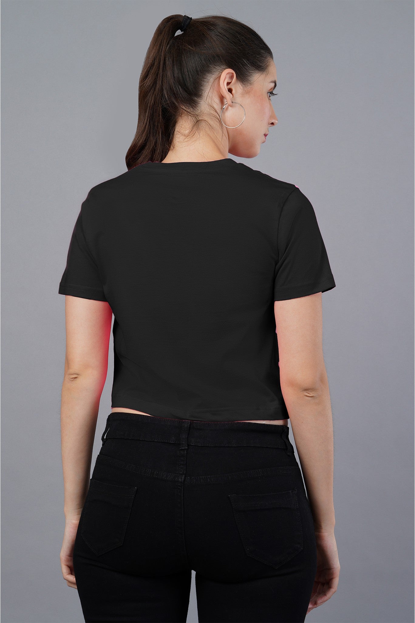 Women's Black Panther Knot Crop Top 002