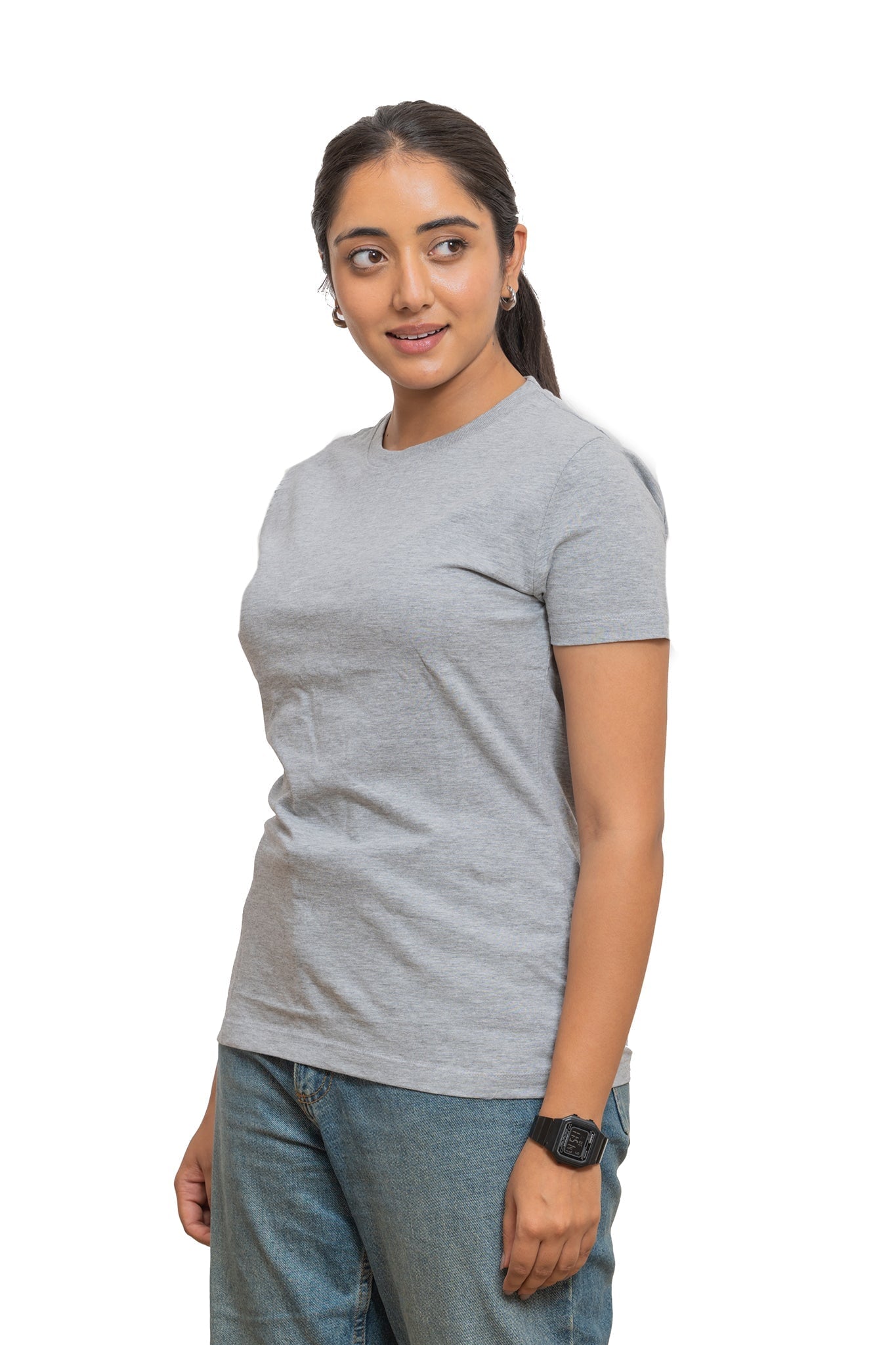Women's Grey Heather Mist Plain T-shirt No Other Day