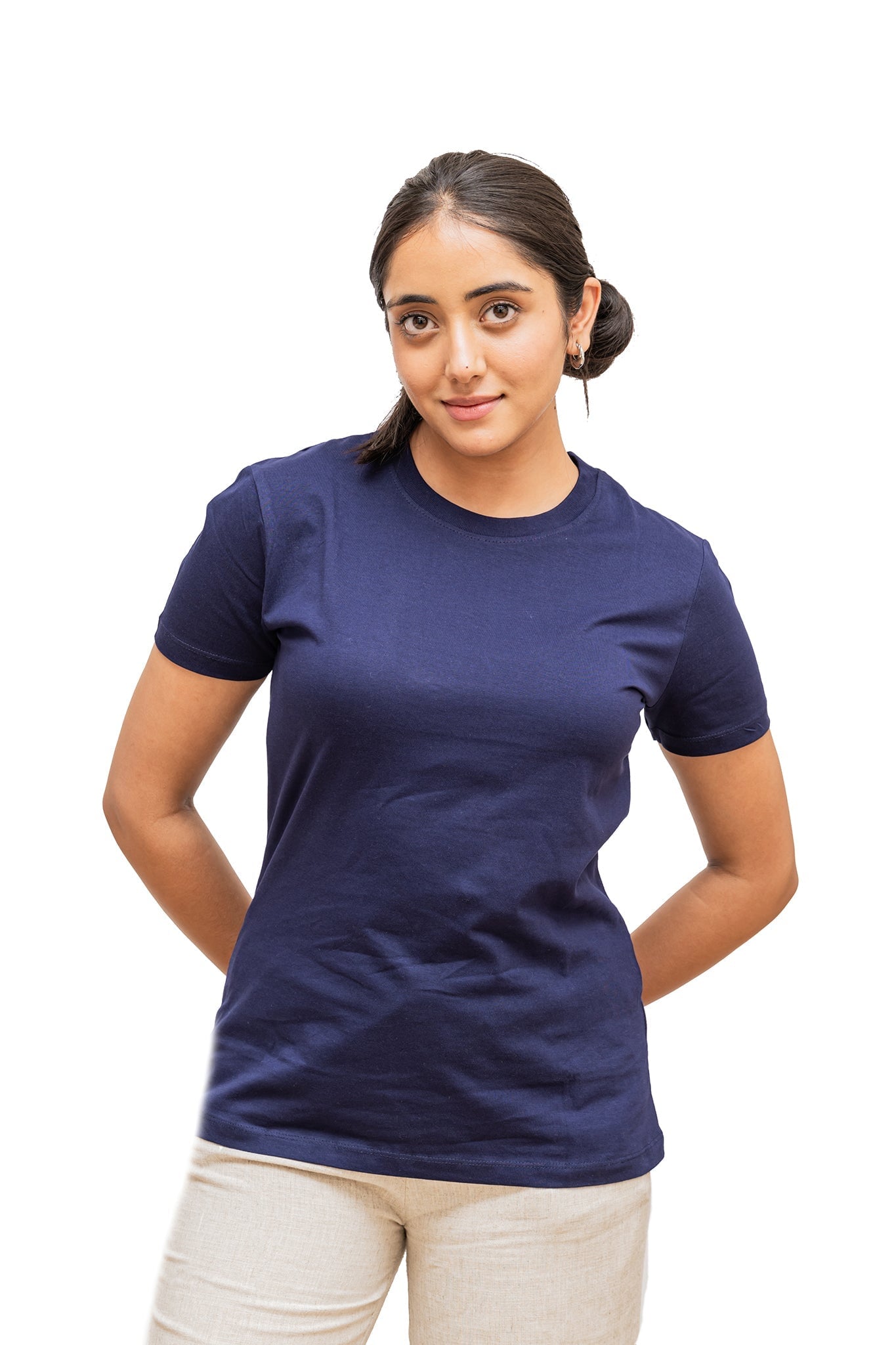 Women's Navy Blue Regal Plain T-shirt No Other Day