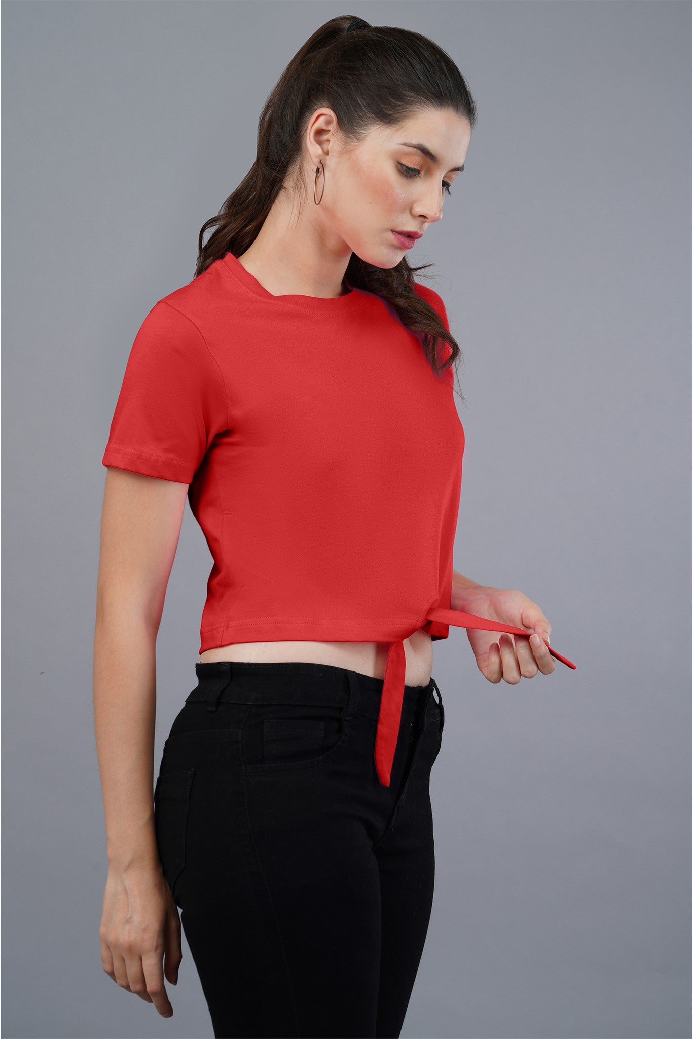 Women's Red Passion Knot Crop Top 001