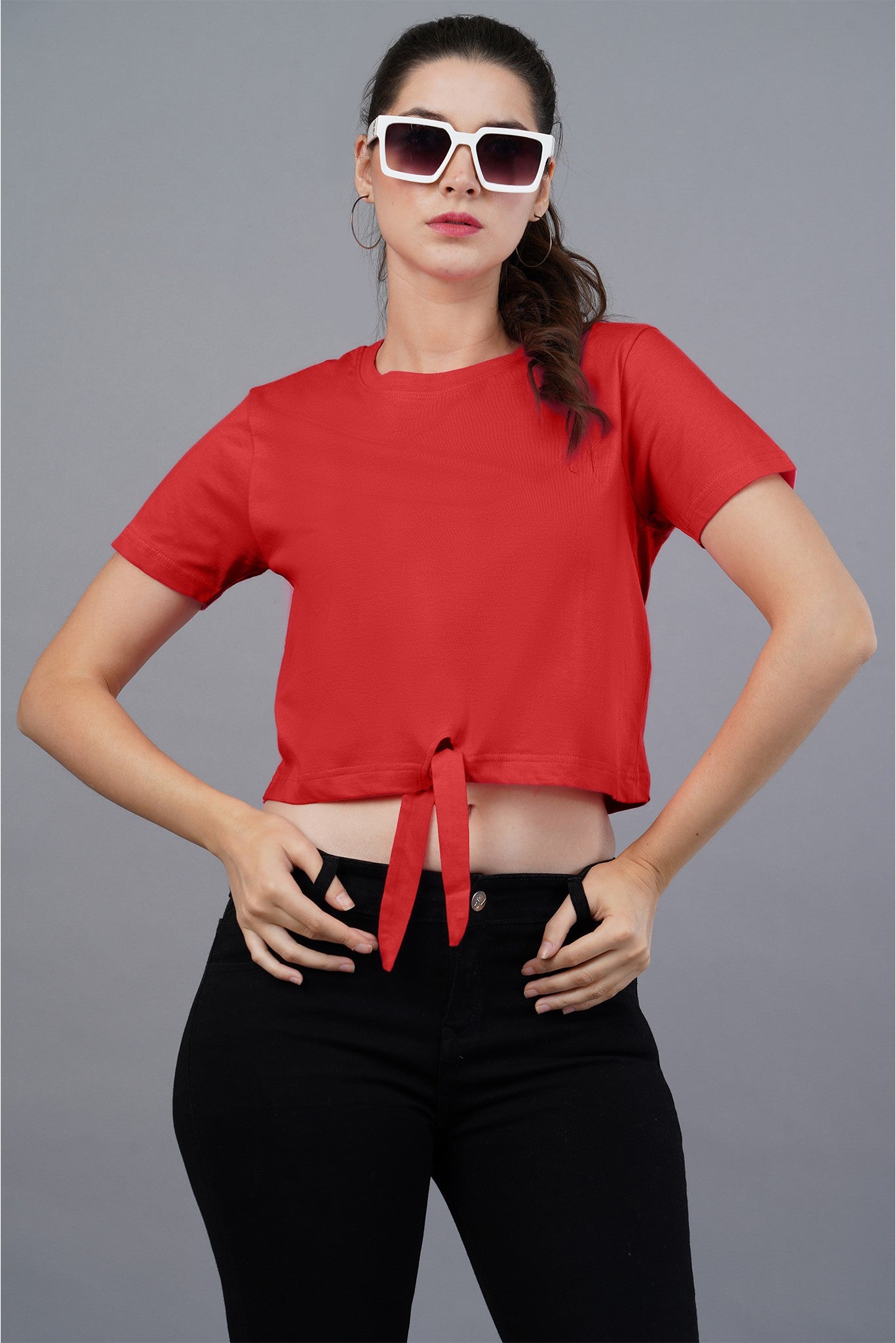 Women's Red Passion Knot Crop Top 003