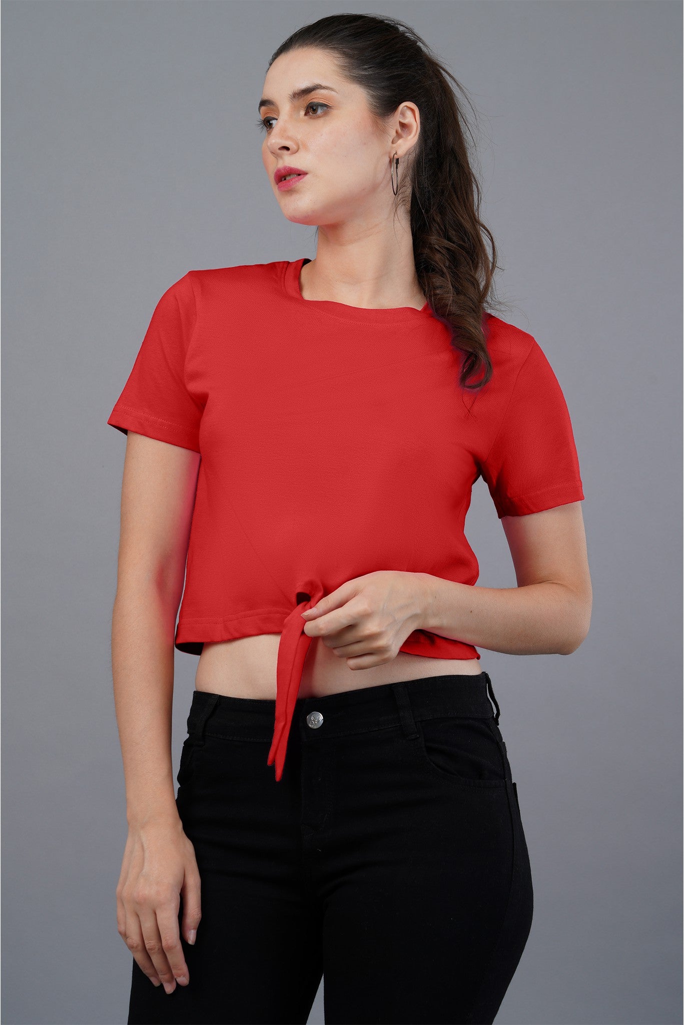 Women's Red Passion Knot Crop Top 005