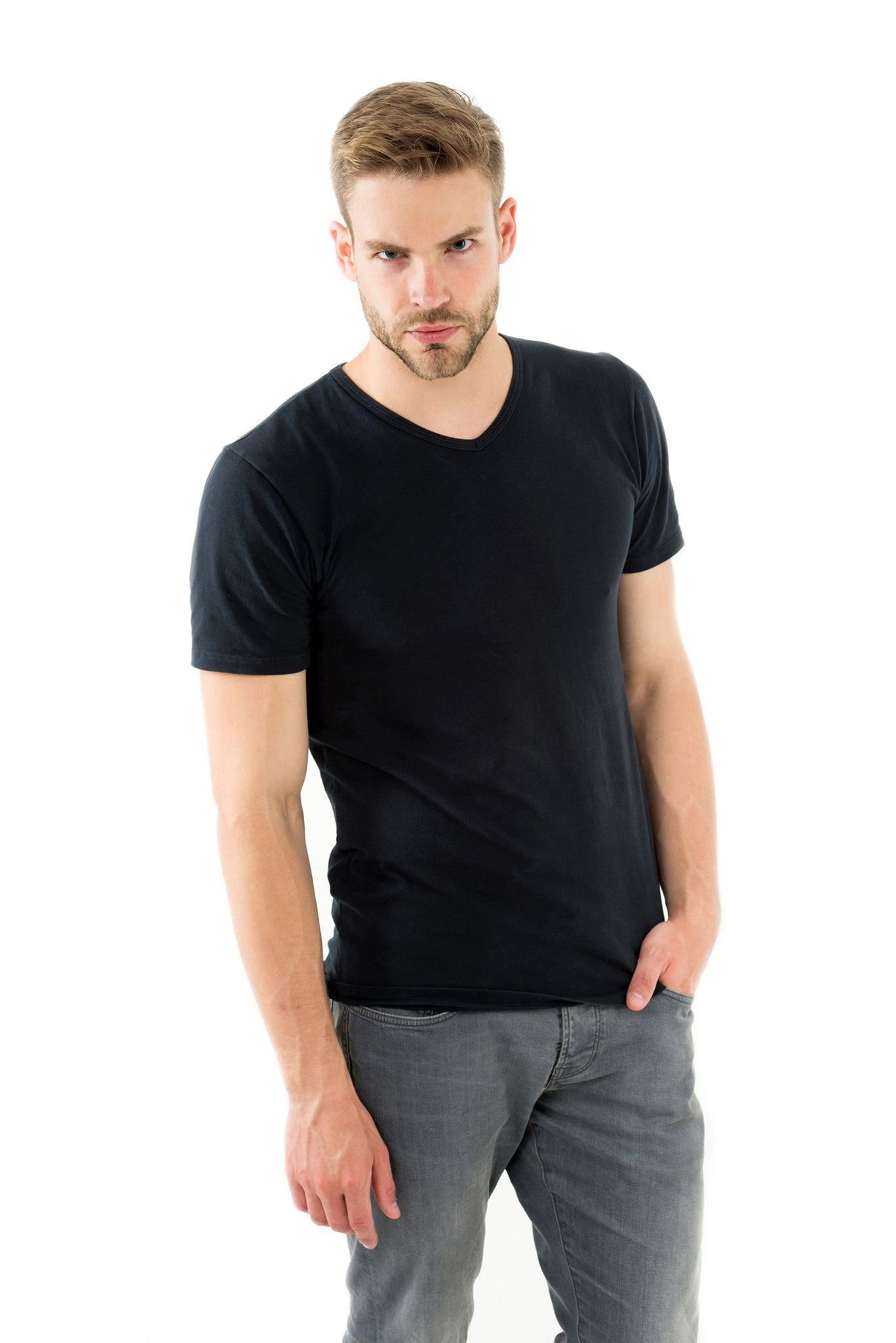 Men's Black Panther V Neck T-shirt 003