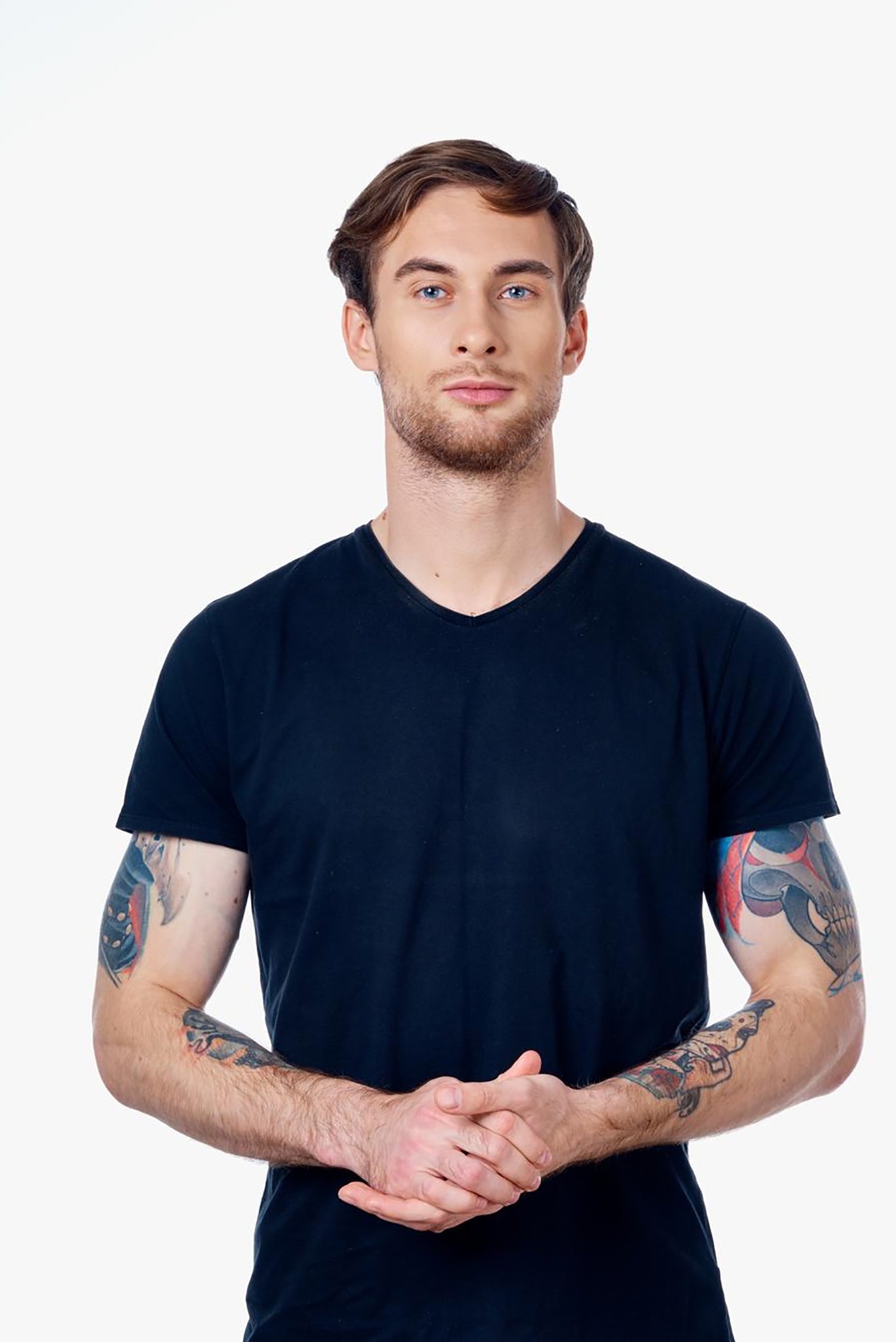 Men's Navy Blue Regal V Neck T-shirt 003