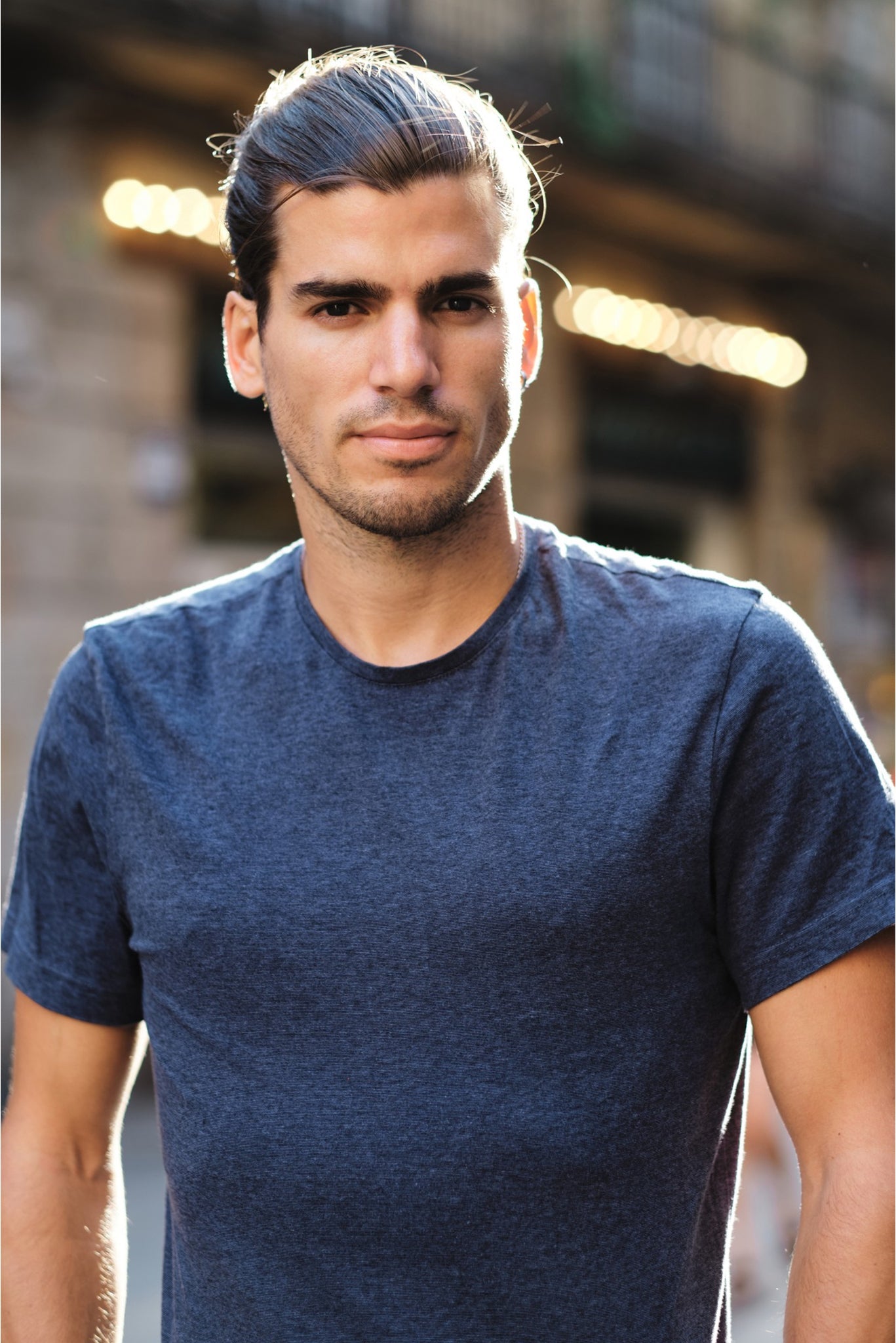 Men's Navy Heather Plain T-shirt 002