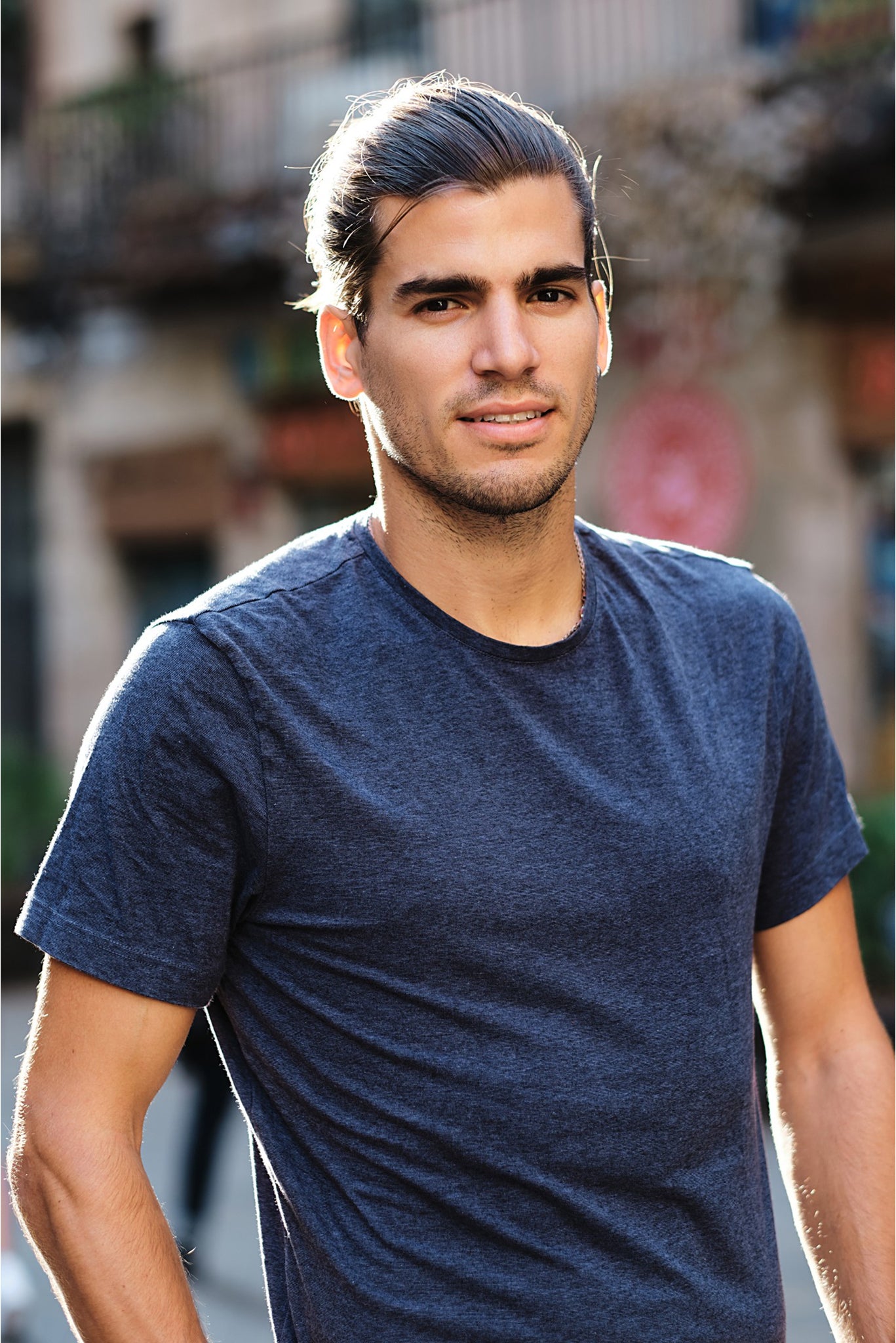 Men's Navy Heather Plain T-shirt 003