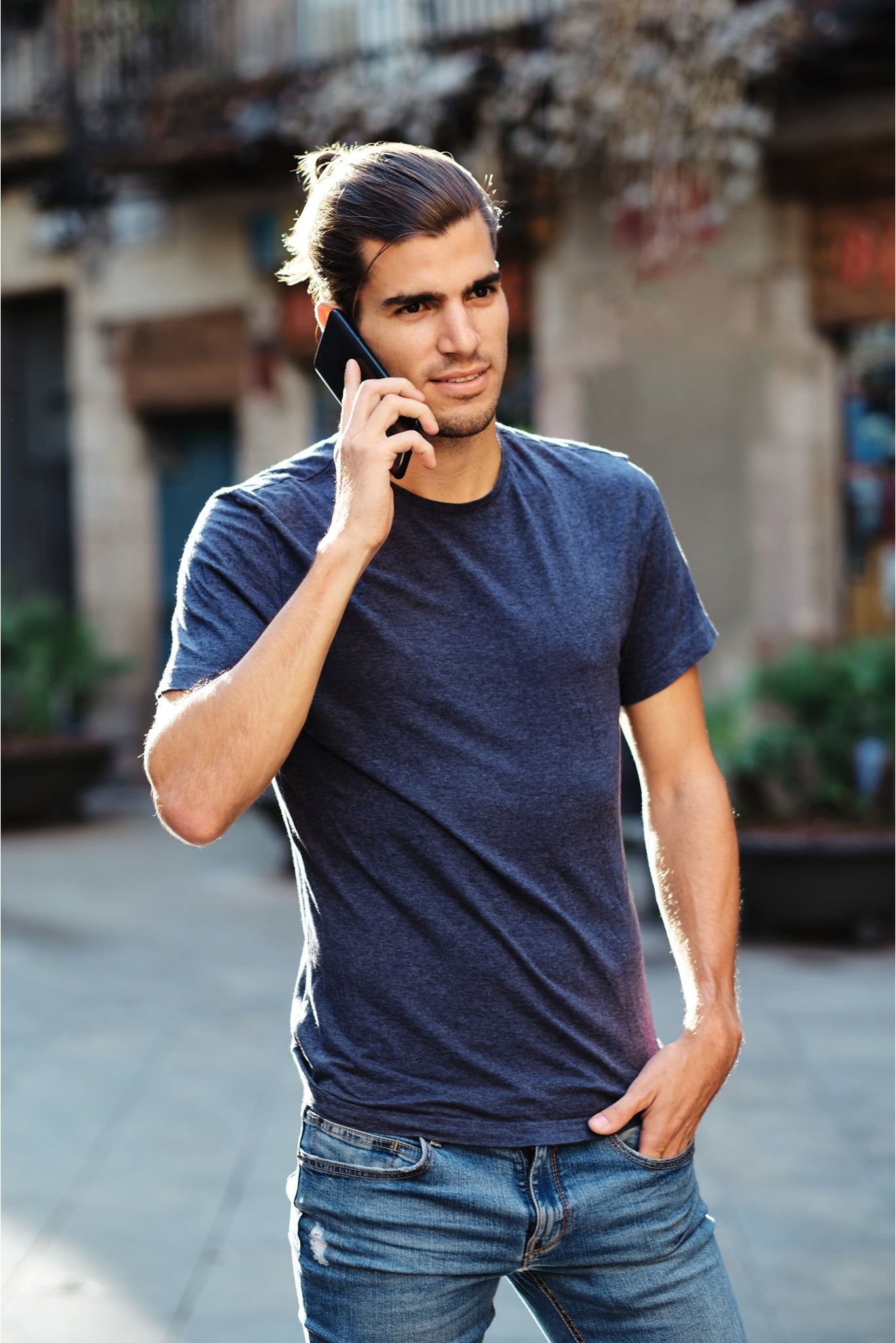 Men's Navy Heather Plain T-shirt 004