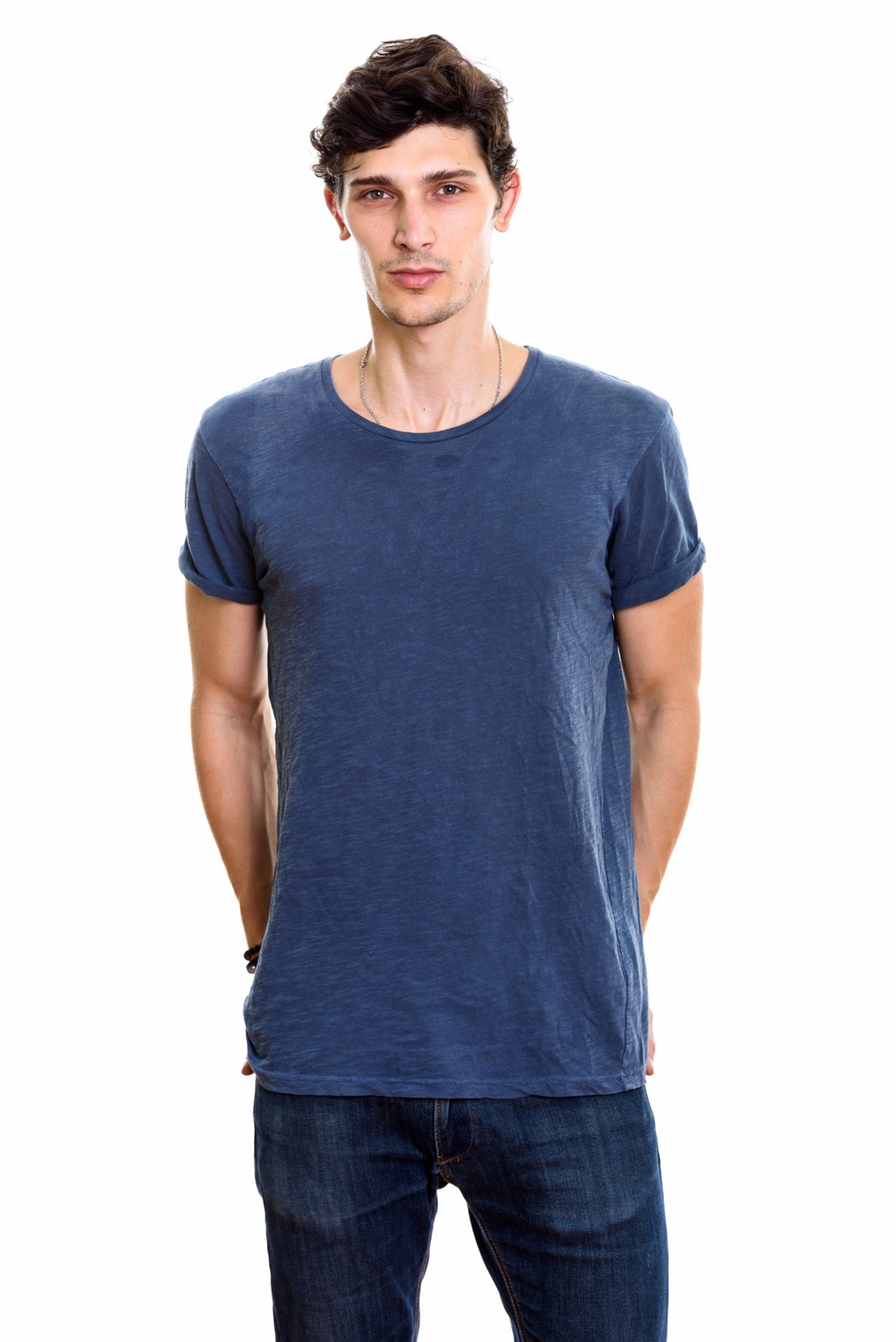 Men's Navy Heather Plain T-shirt 005