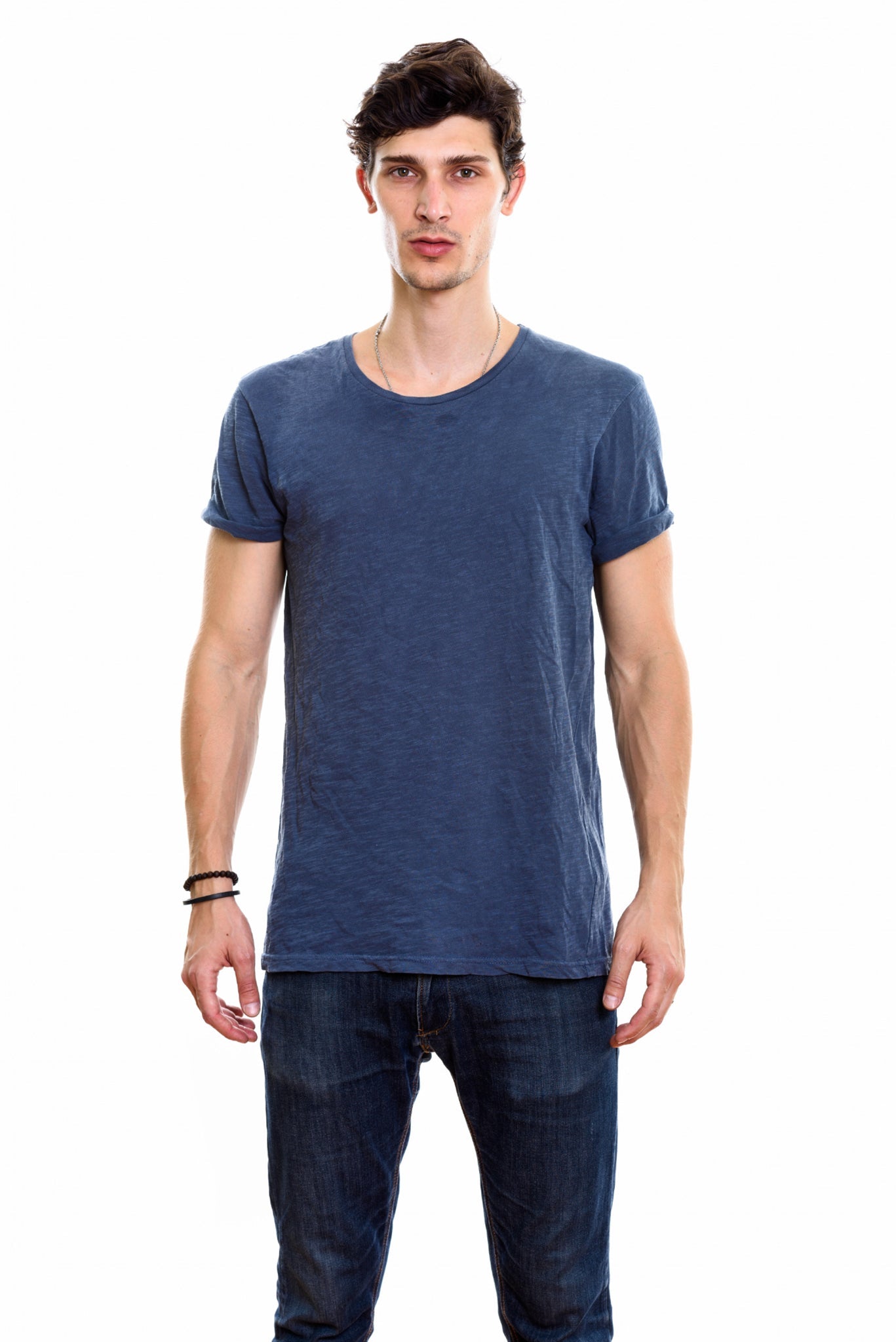 Men's Navy Heather Plain T-shirt 006
