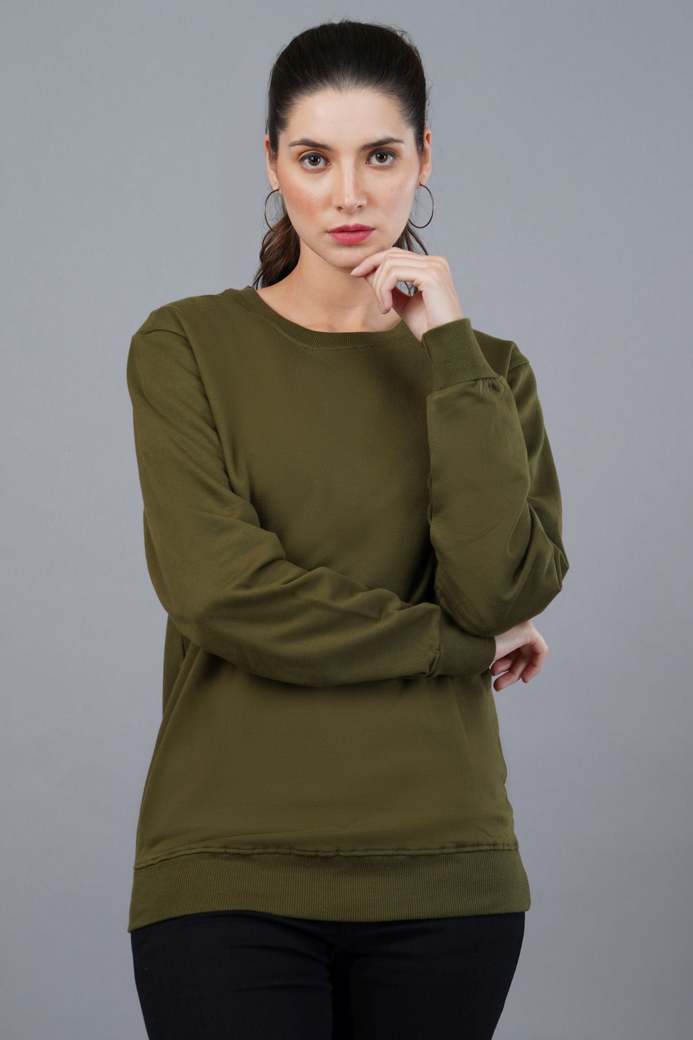 Women's Olive Green Sweatshirt 001