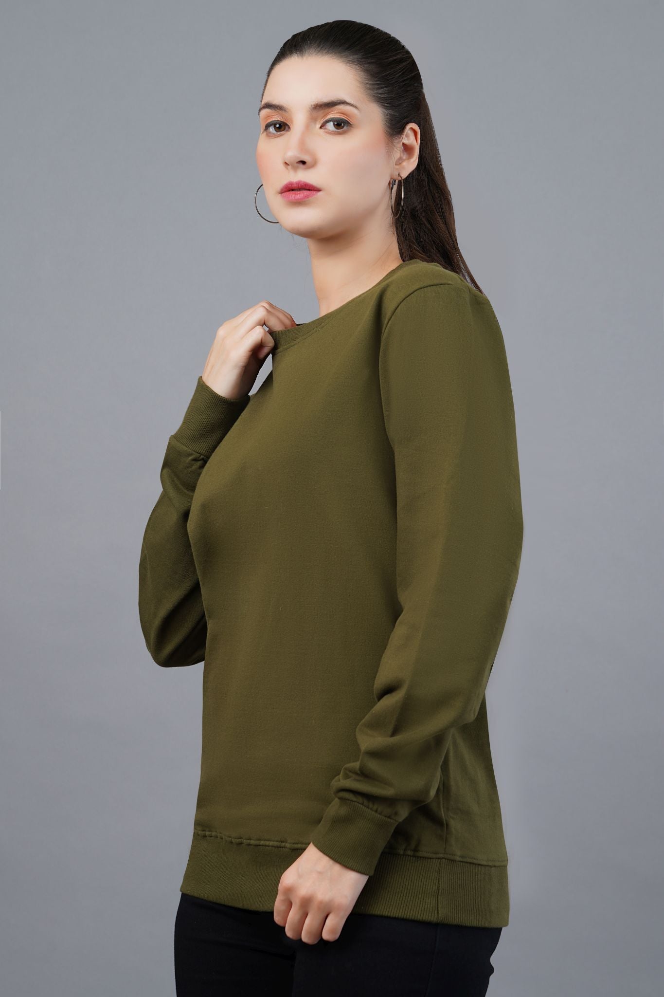 Women's Olive Green Sweatshirt 002