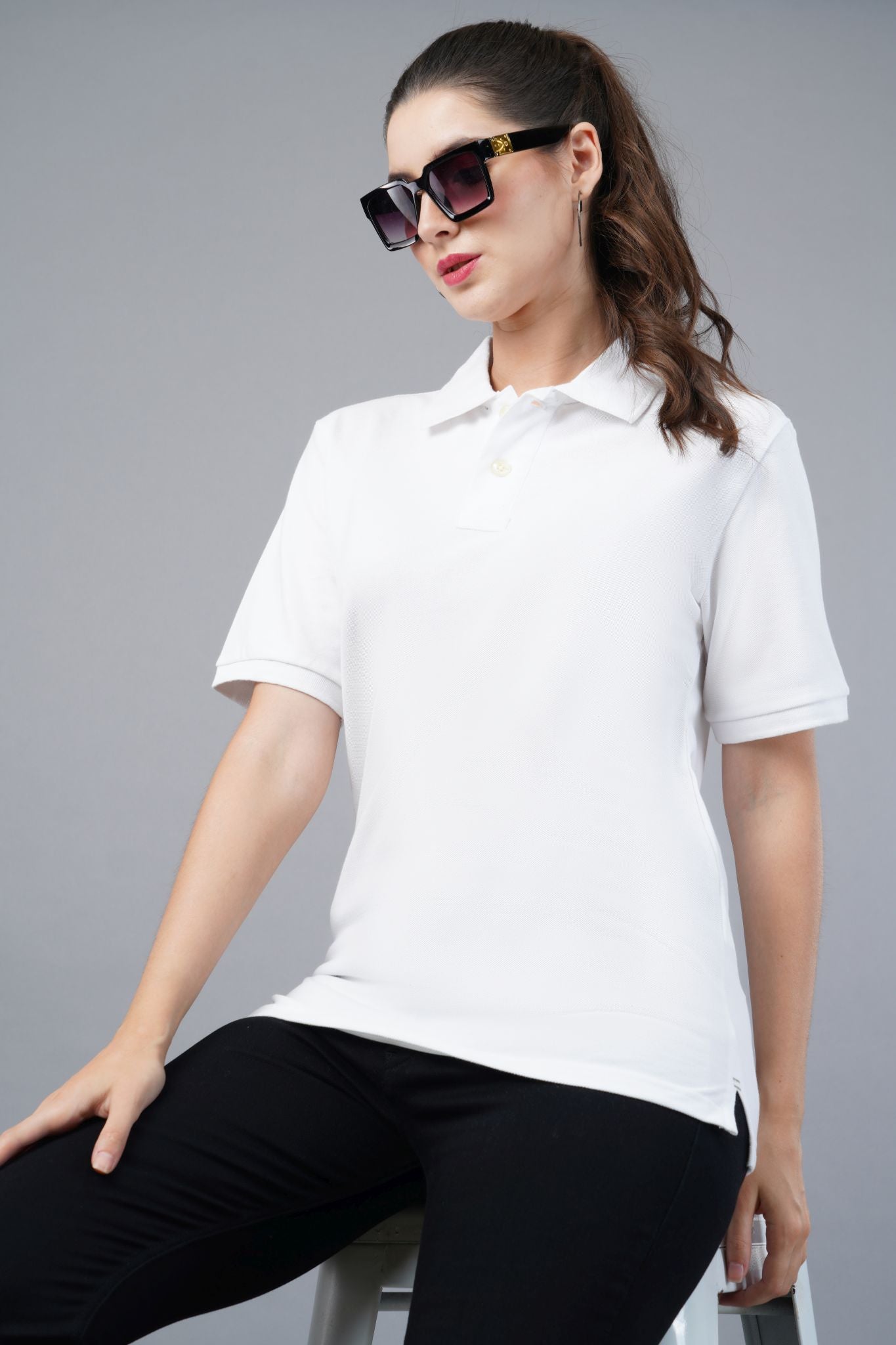 Women's White Elegance Polo T-shirt 005