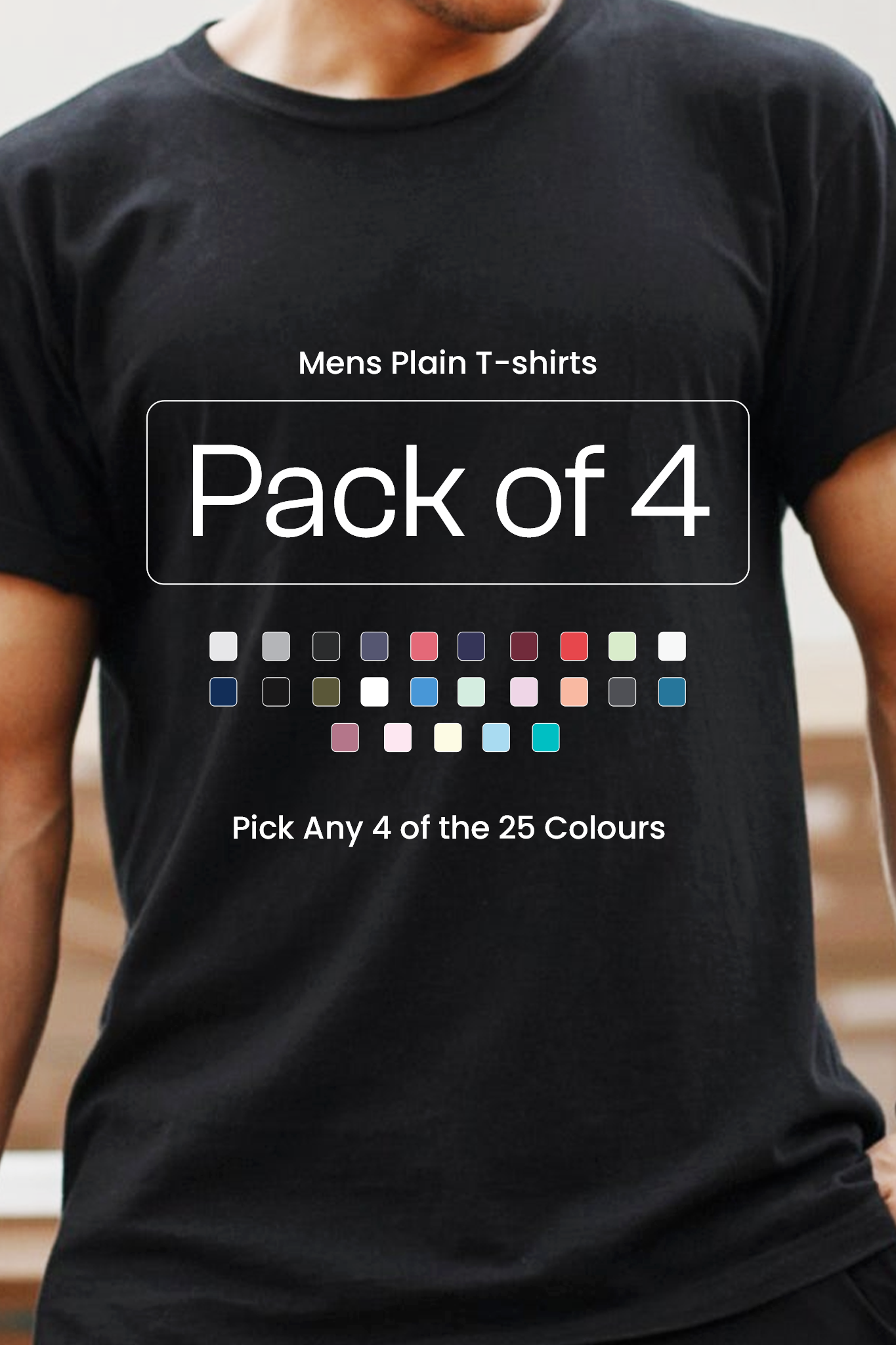 Pack of 4 Men Plain T-shirts 002