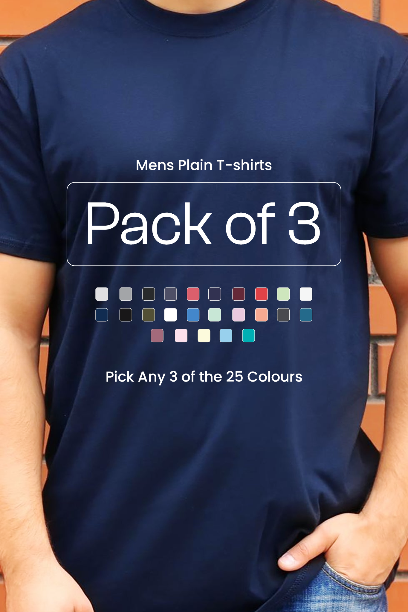 Pack of 3 Men Plain T-shirts 003