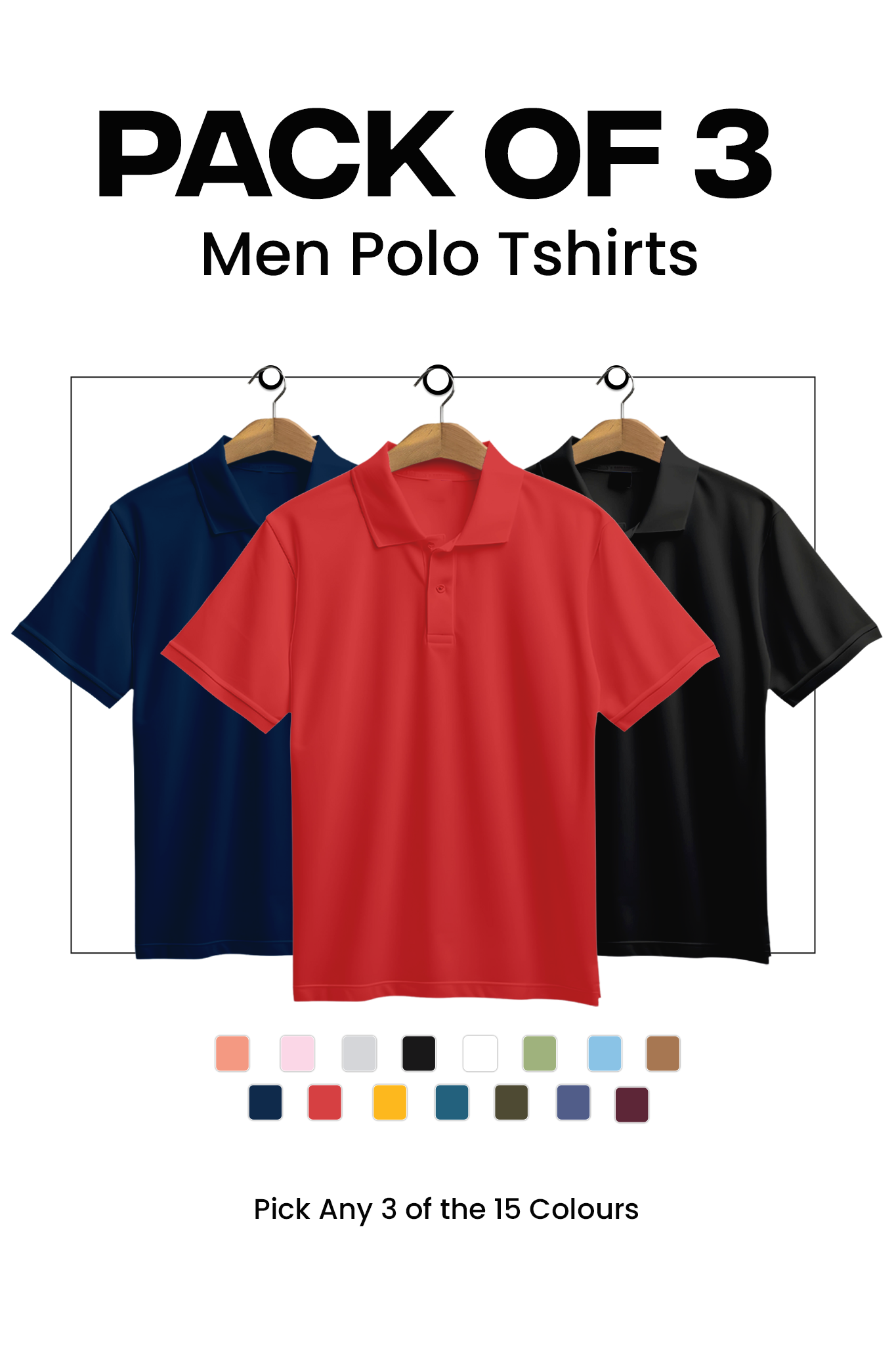 Buy Pack of 3 Men Polo T shirts Online No Other Day NOD