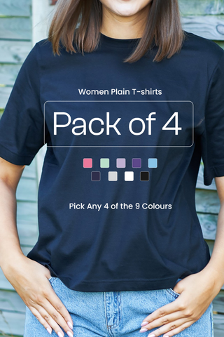 Pack of 4 Women Plain T-shirts 001