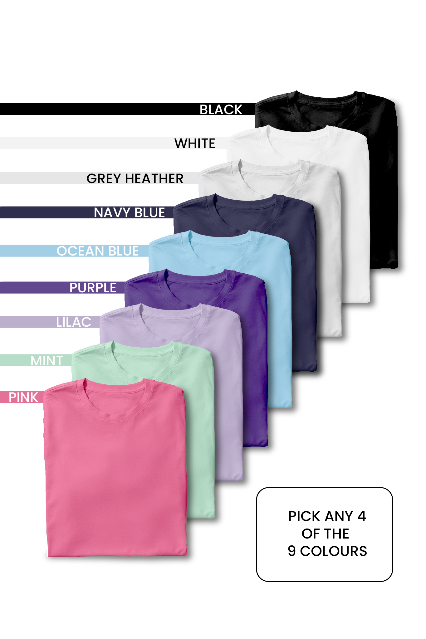 Pack of 4 Women Plain T-shirts 002