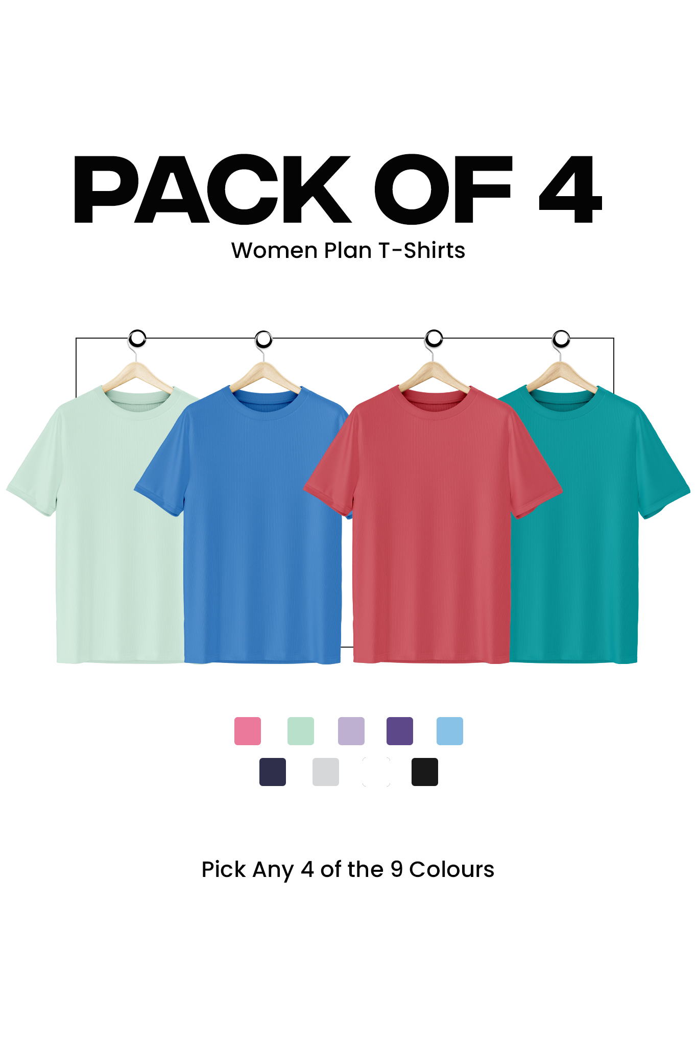 Pack of 4 Women Plain T-shirts 004