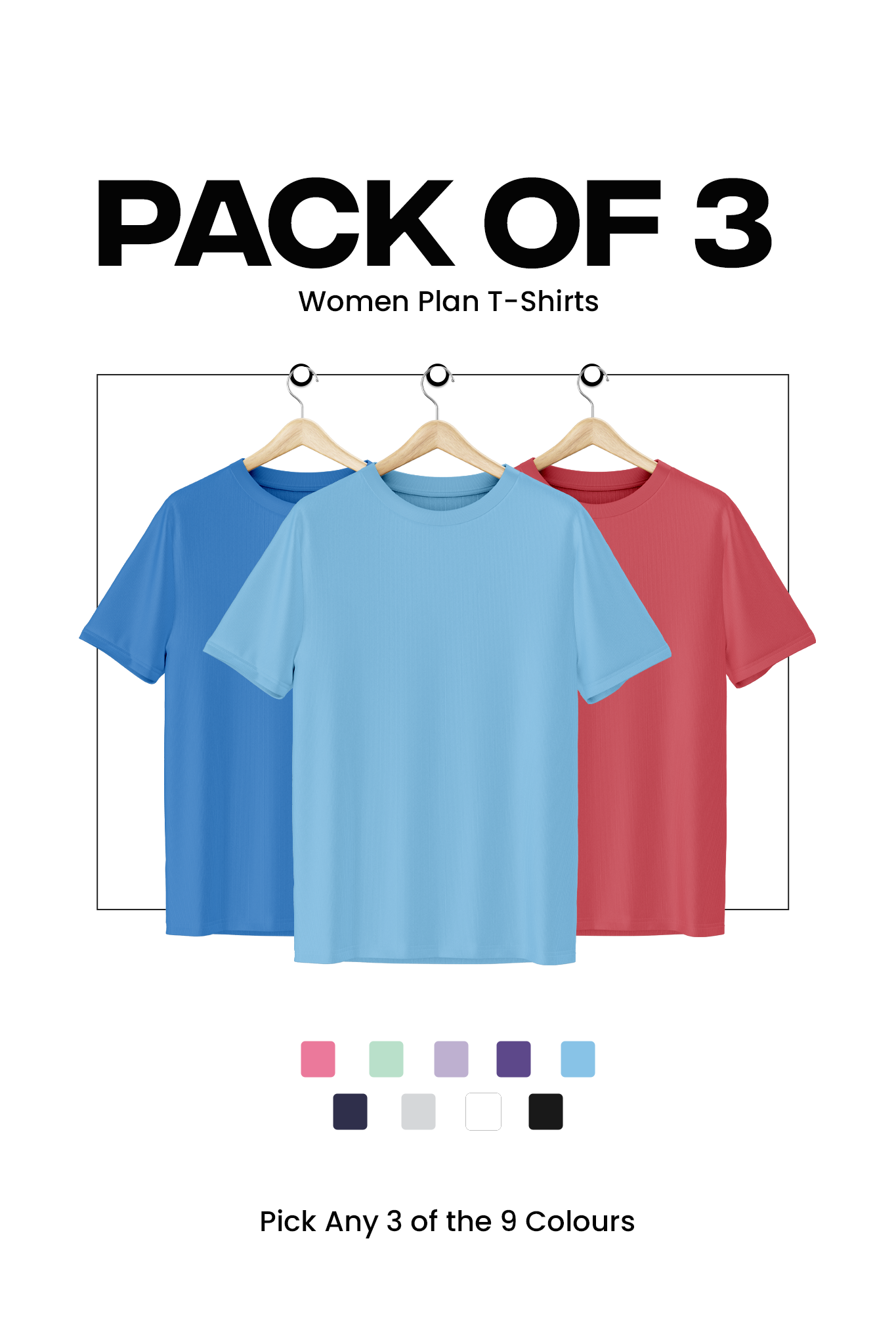 Pack of 3 Women Plain T-shirts 001